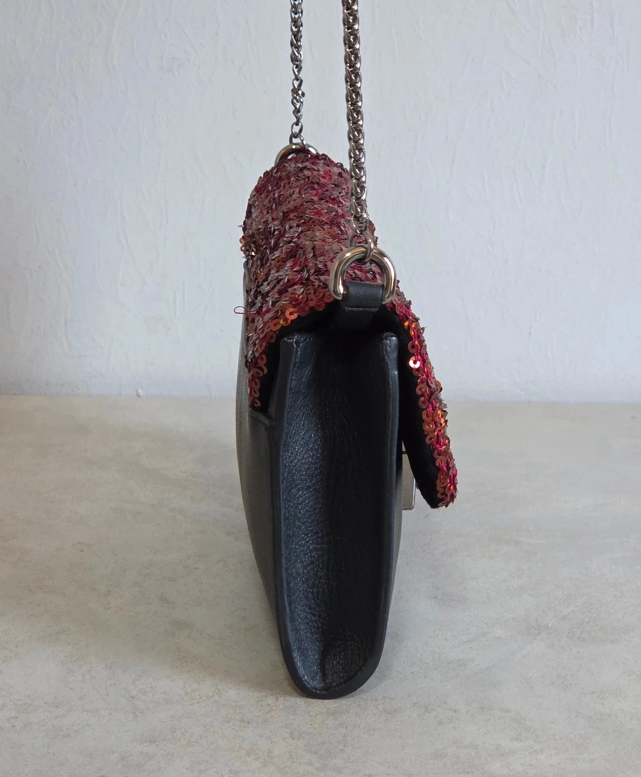 Sac a main bandoulière Furla neuf sequin rouge orange cuir noir – Furla 4