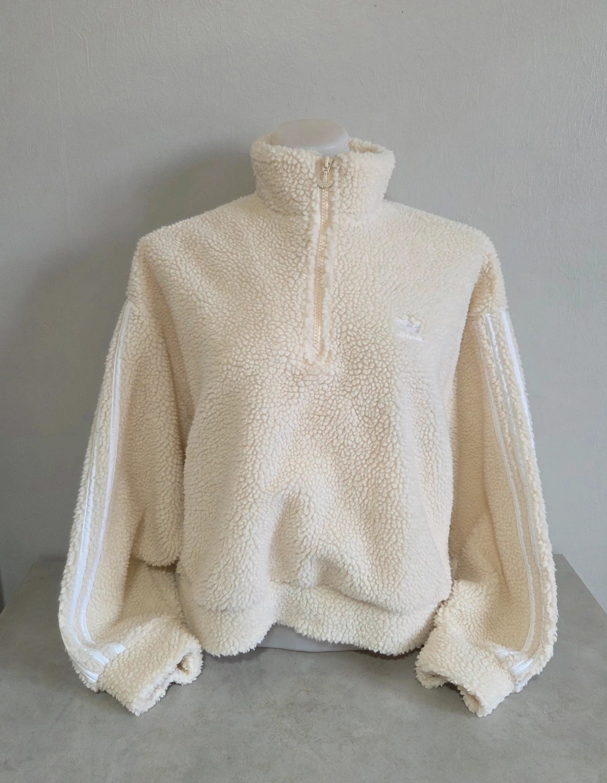 Pull sweat woody sweat-shirt col zippé camionneur taille L 40 beige crème blanc Adidas – adidas – taille L / 40 / 12