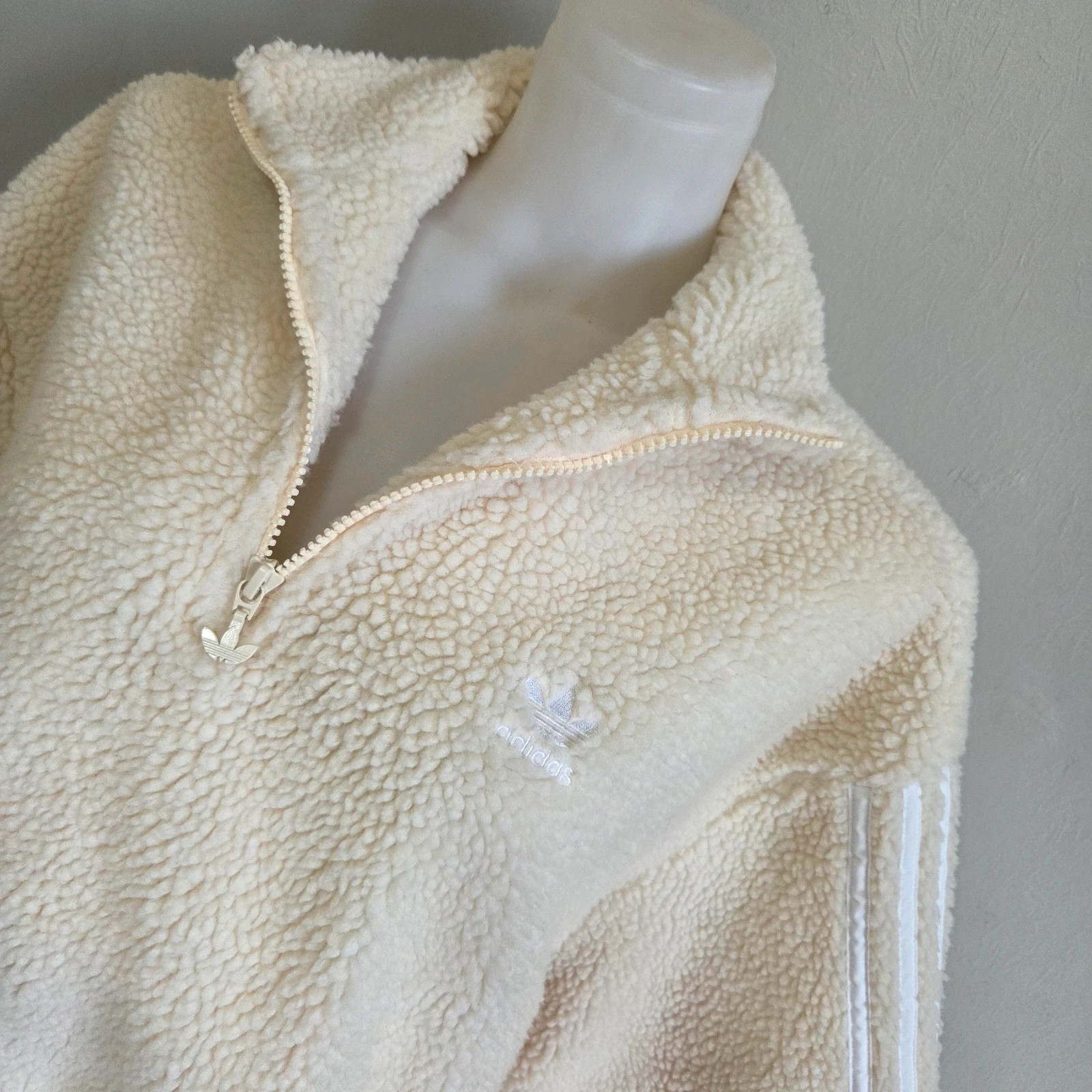Pull sweat woody sweat-shirt col zippé camionneur taille L 40 beige crème blanc Adidas – adidas – taille L / 40 / 12 5