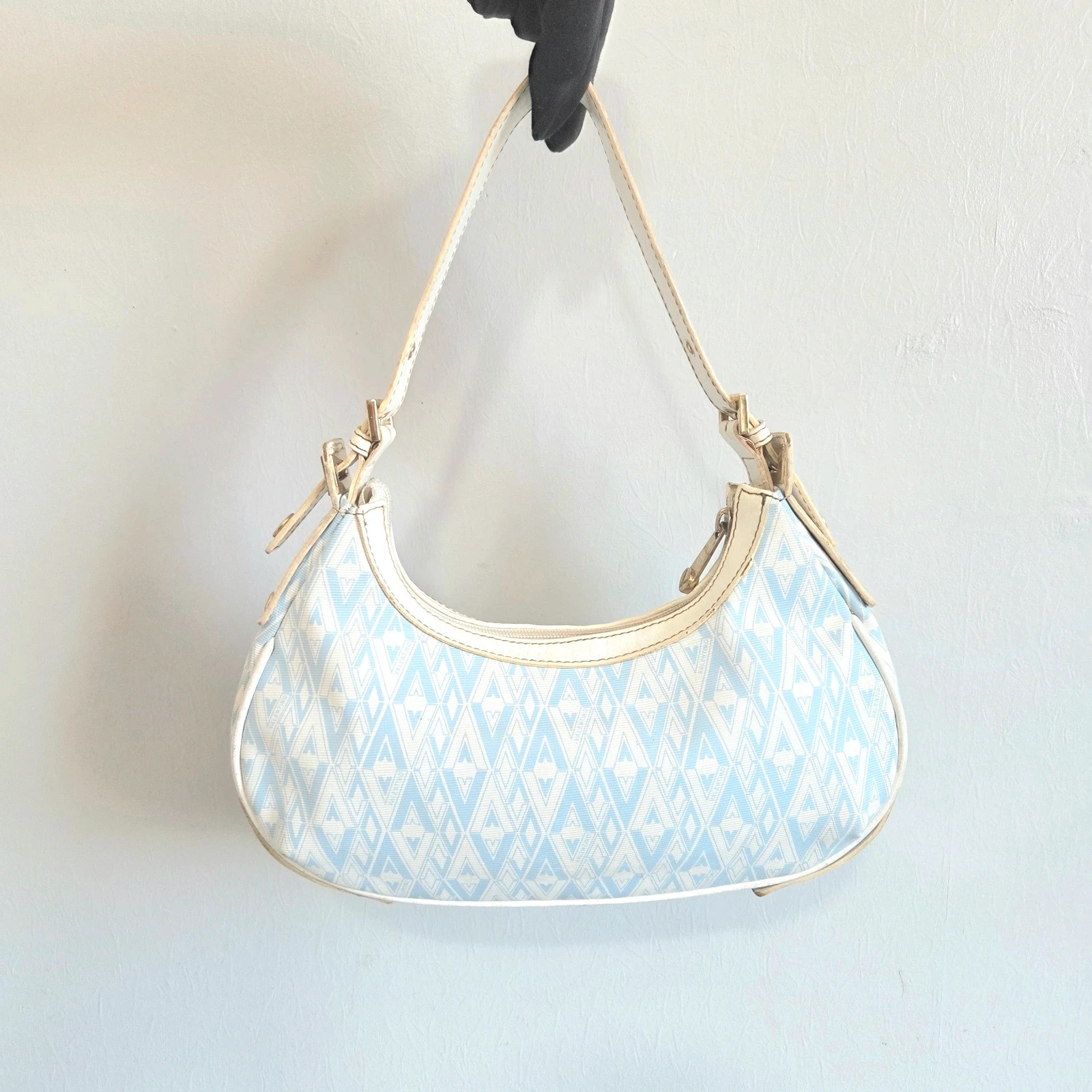 Sac a main baguette Mario Valentino Modèle vintage crème blanc bleu turquoise – Valentino 3