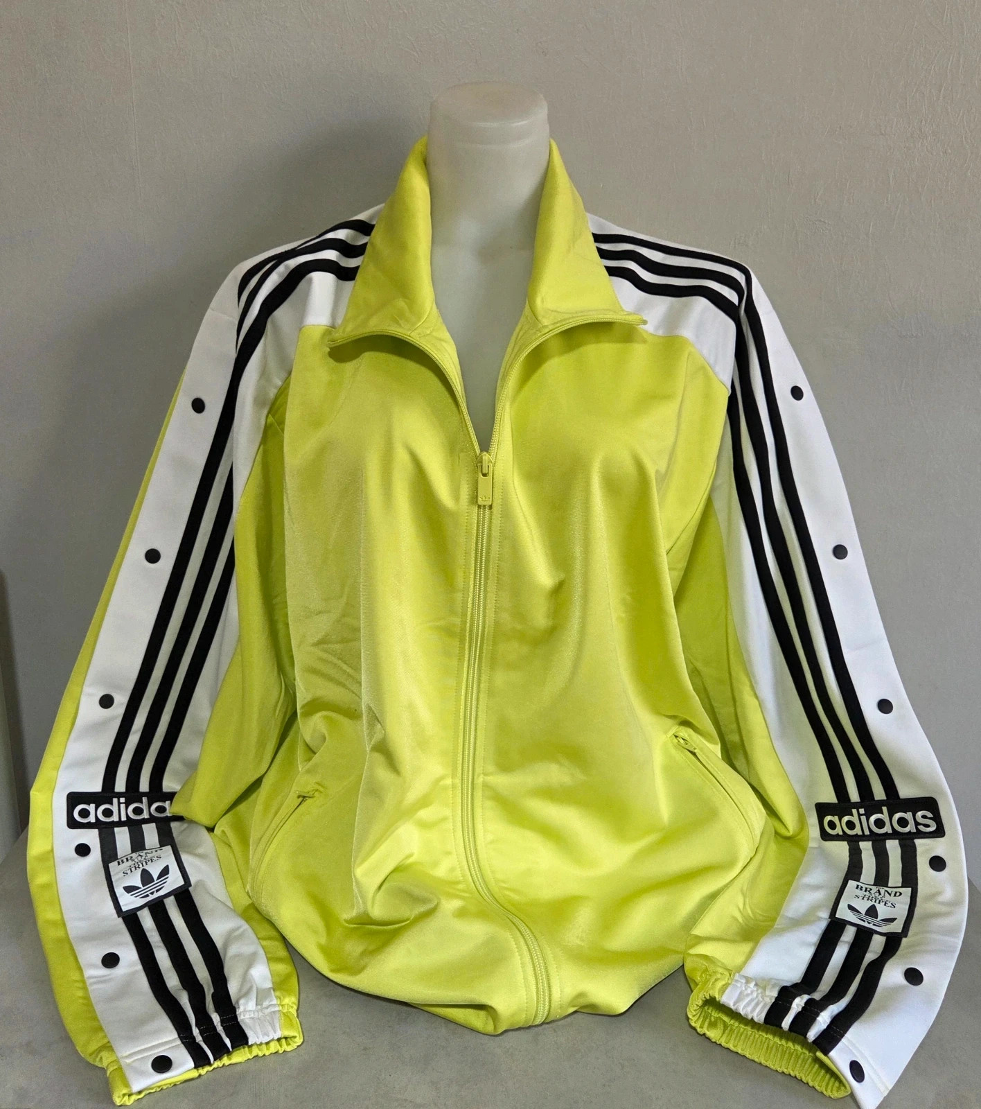 Veste zippé large oversize Adidas bouton pression fluo taille XL – adidas – taille XL