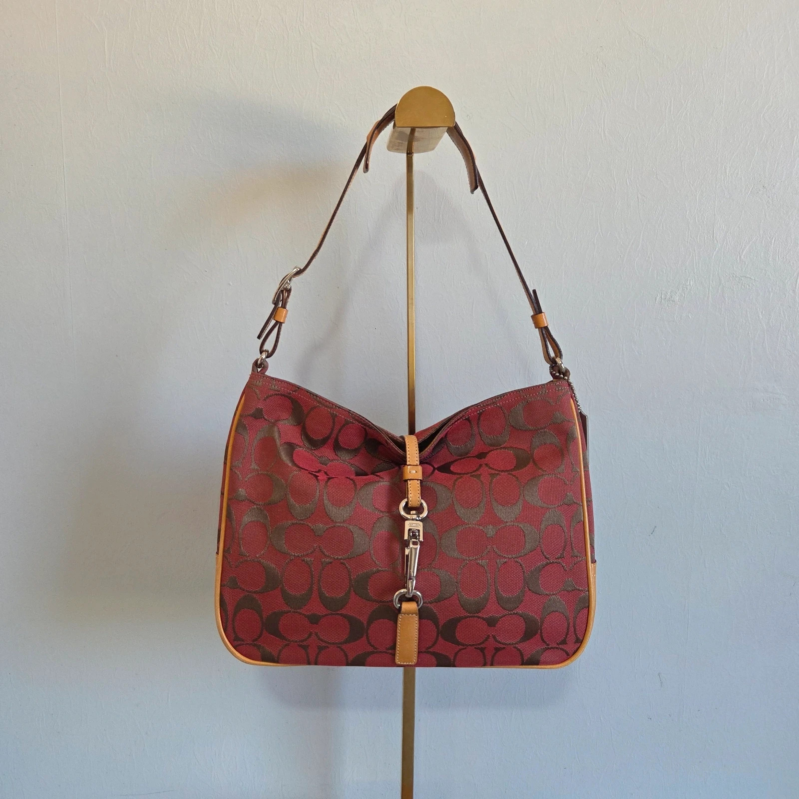 Sac a main hobo coach vintage hamptons cuir et toile denim