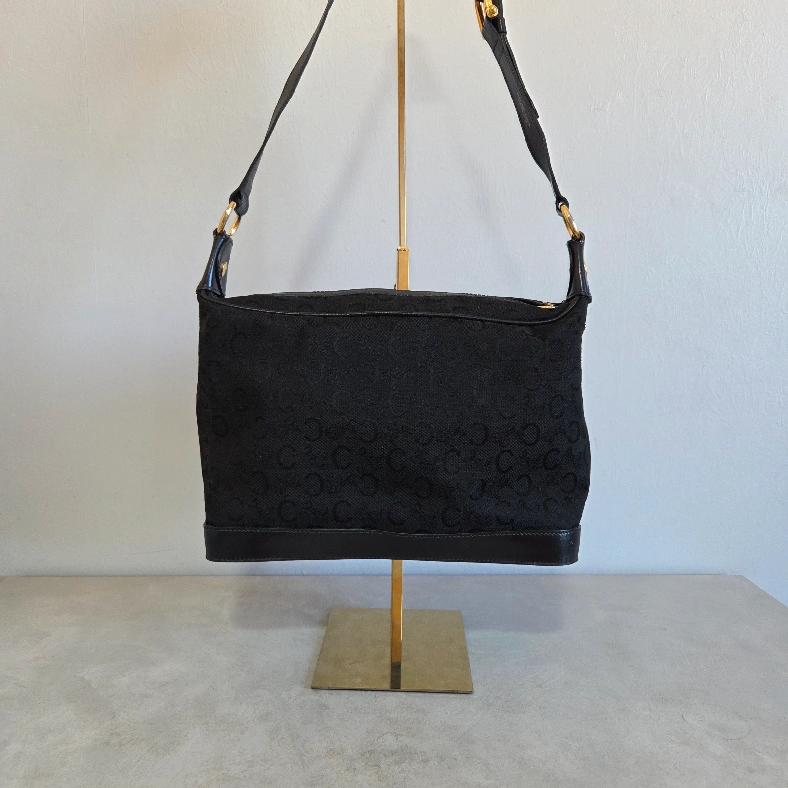 Sac a main CELINE vintage noir toile denim cuir – CELINE 4