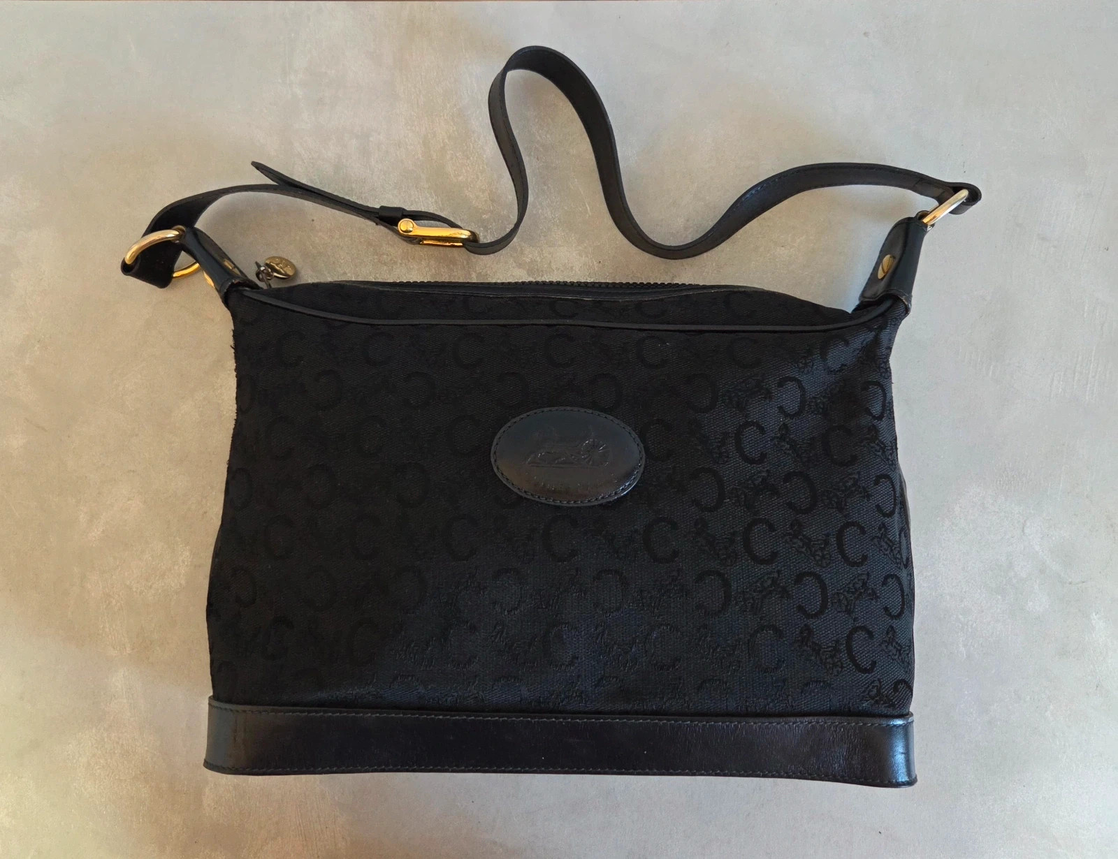 Sac a main CELINE vintage noir toile denim cuir – CELINE 2