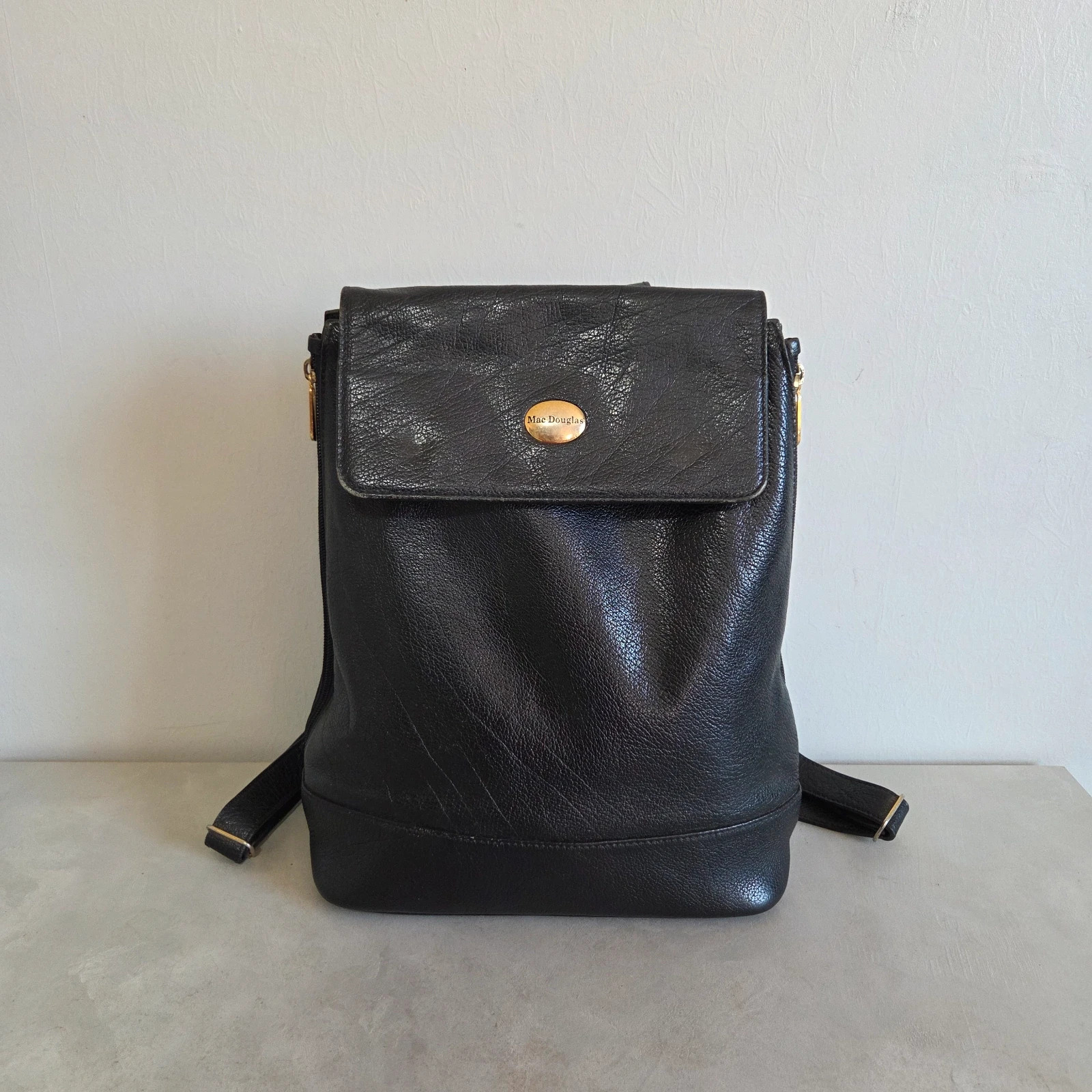 Sac a dos sac voyage Mac Douglas vintage cuir noir