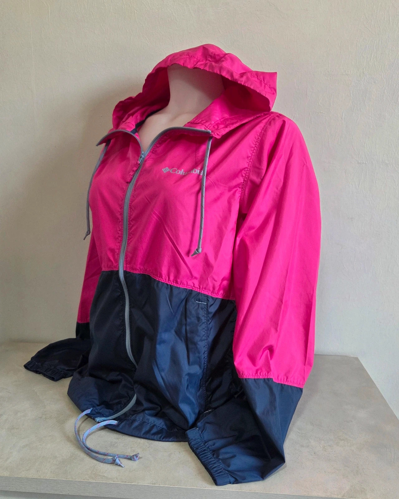 Veste légère coupe vent columbia rose bleu capuche taille S – Columbia – taille S / 36 / 8 4