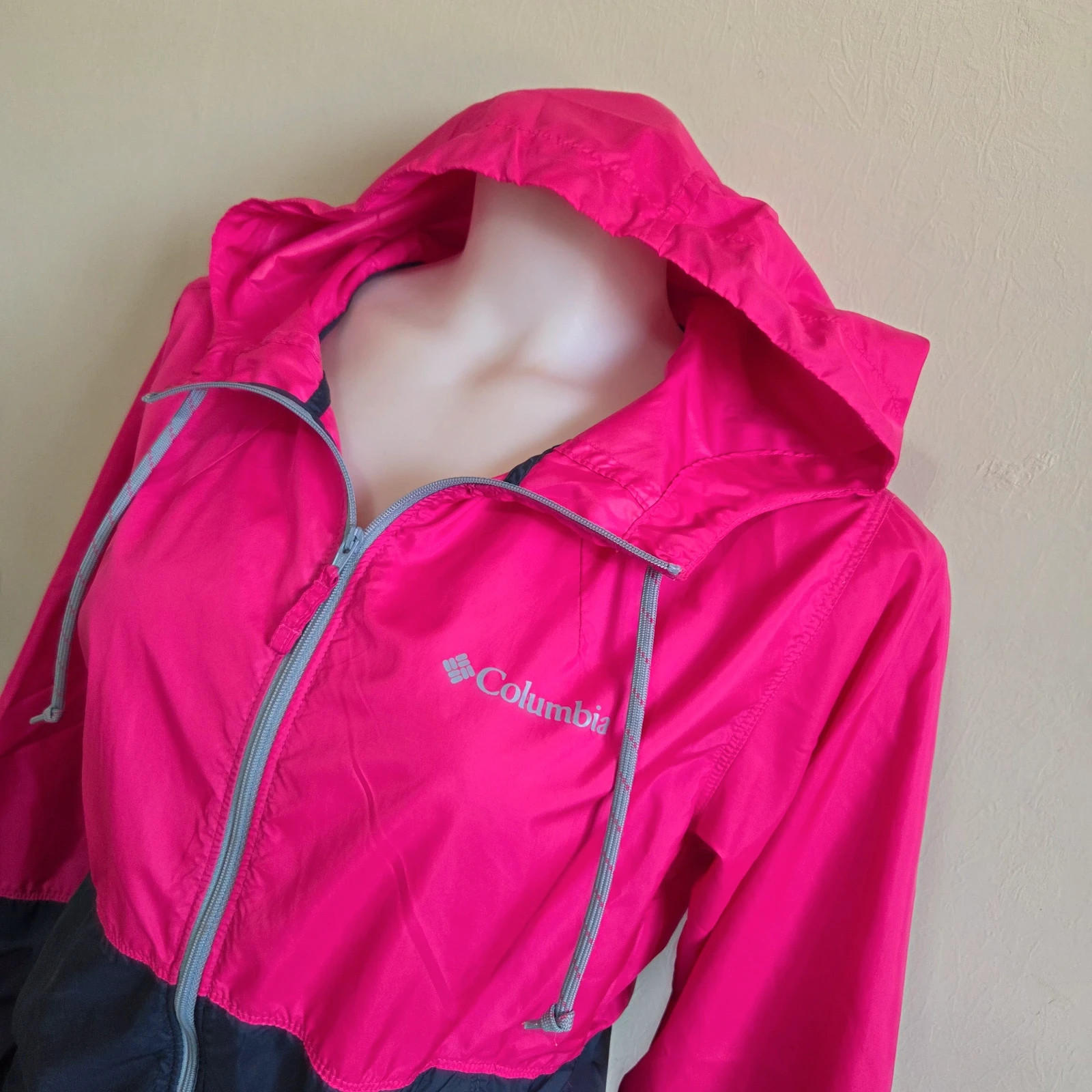 Veste légère coupe vent columbia rose bleu capuche taille S – Columbia – taille S / 36 / 8 2