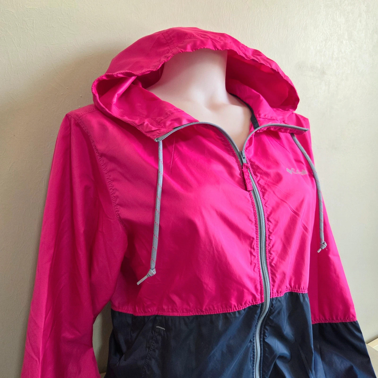 Veste légère coupe vent columbia rose bleu capuche taille S – Columbia – taille S / 36 / 8 3