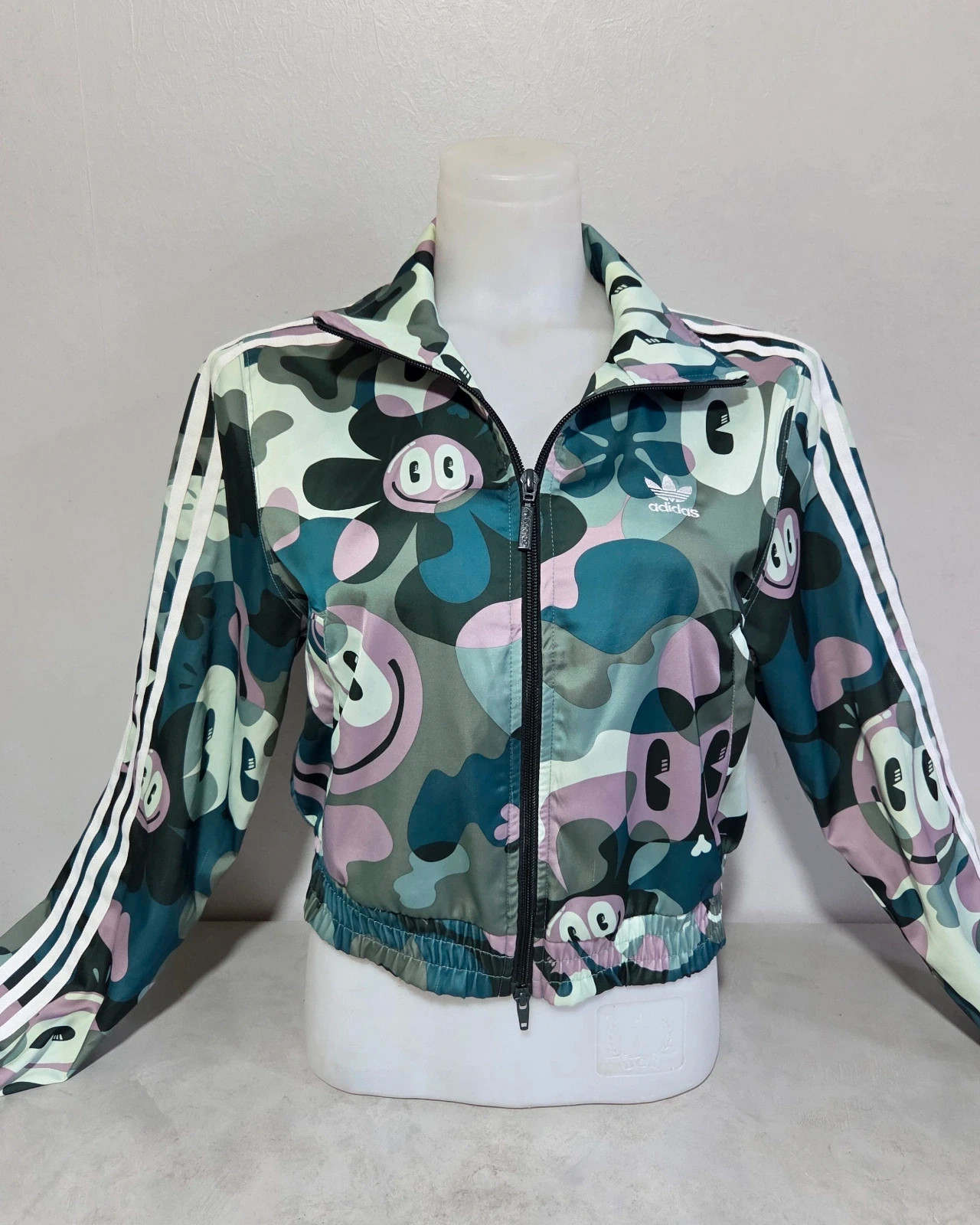 Veste double zip Adidas smiley vert turquoise blanc taille S – adidas – taille S / 36 / 8 5