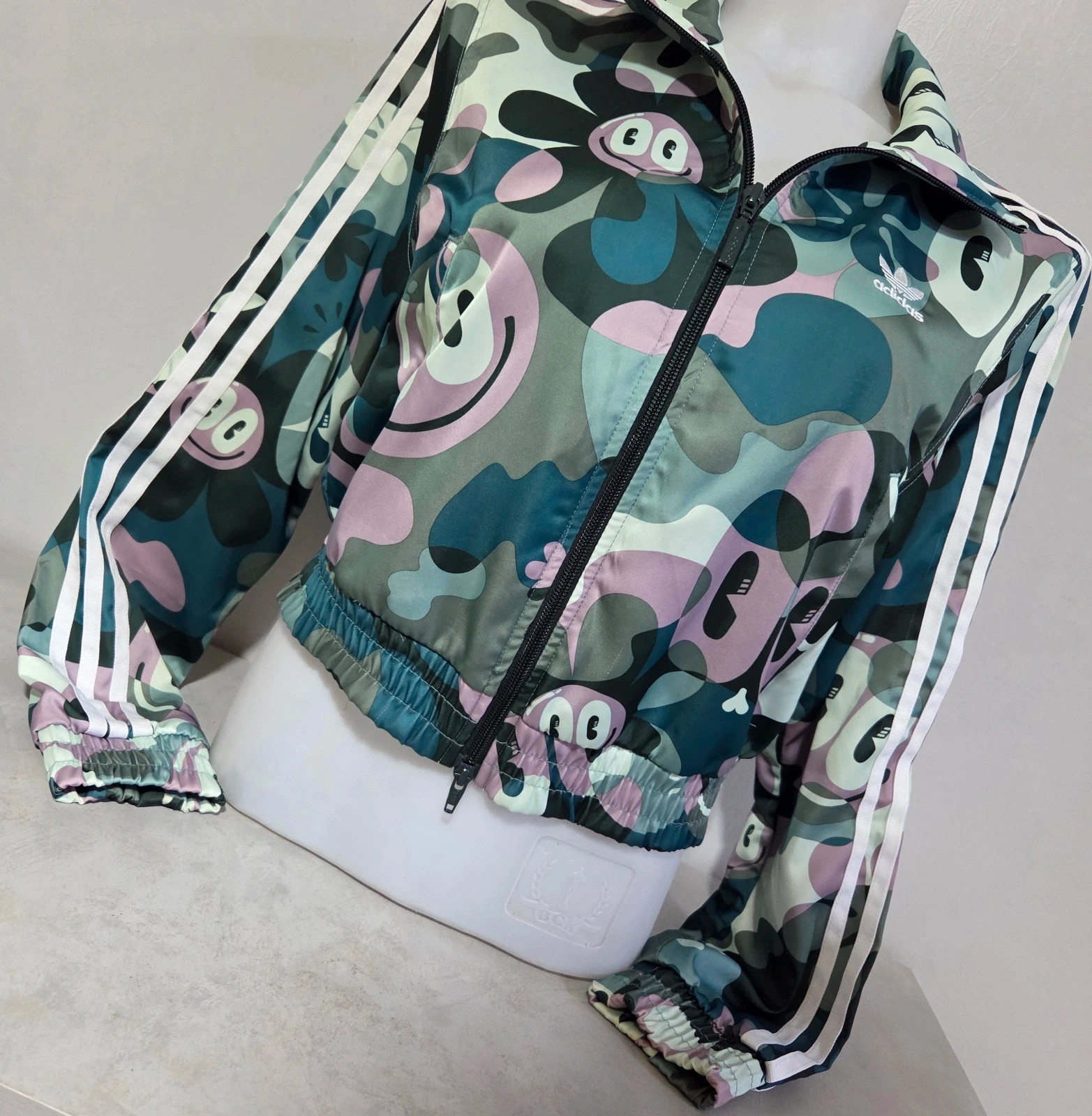 Veste double zip Adidas smiley vert turquoise blanc taille S – adidas – taille S / 36 / 8 2