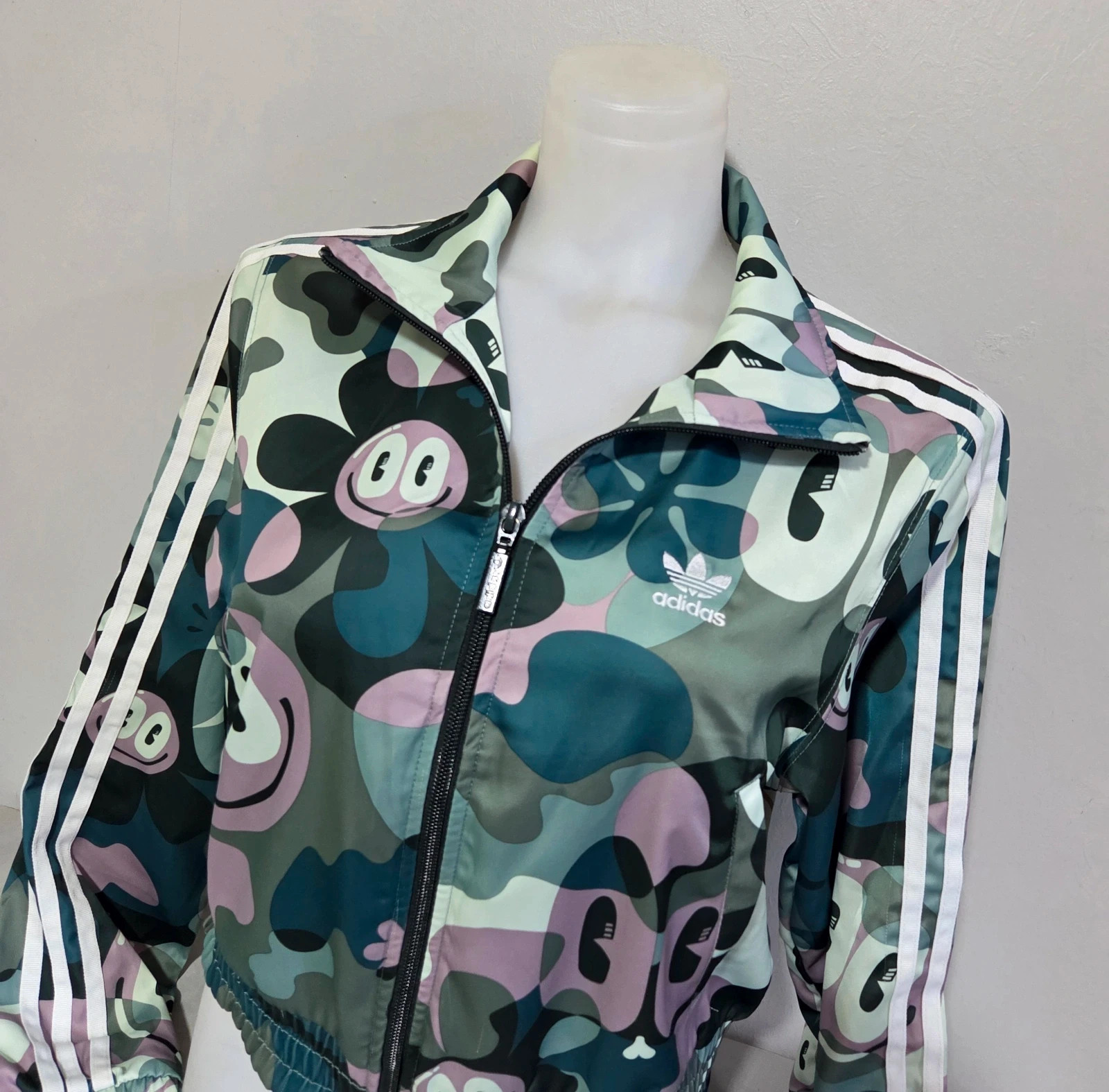 Veste double zip Adidas smiley vert turquoise blanc taille S – adidas – taille S / 36 / 8 4