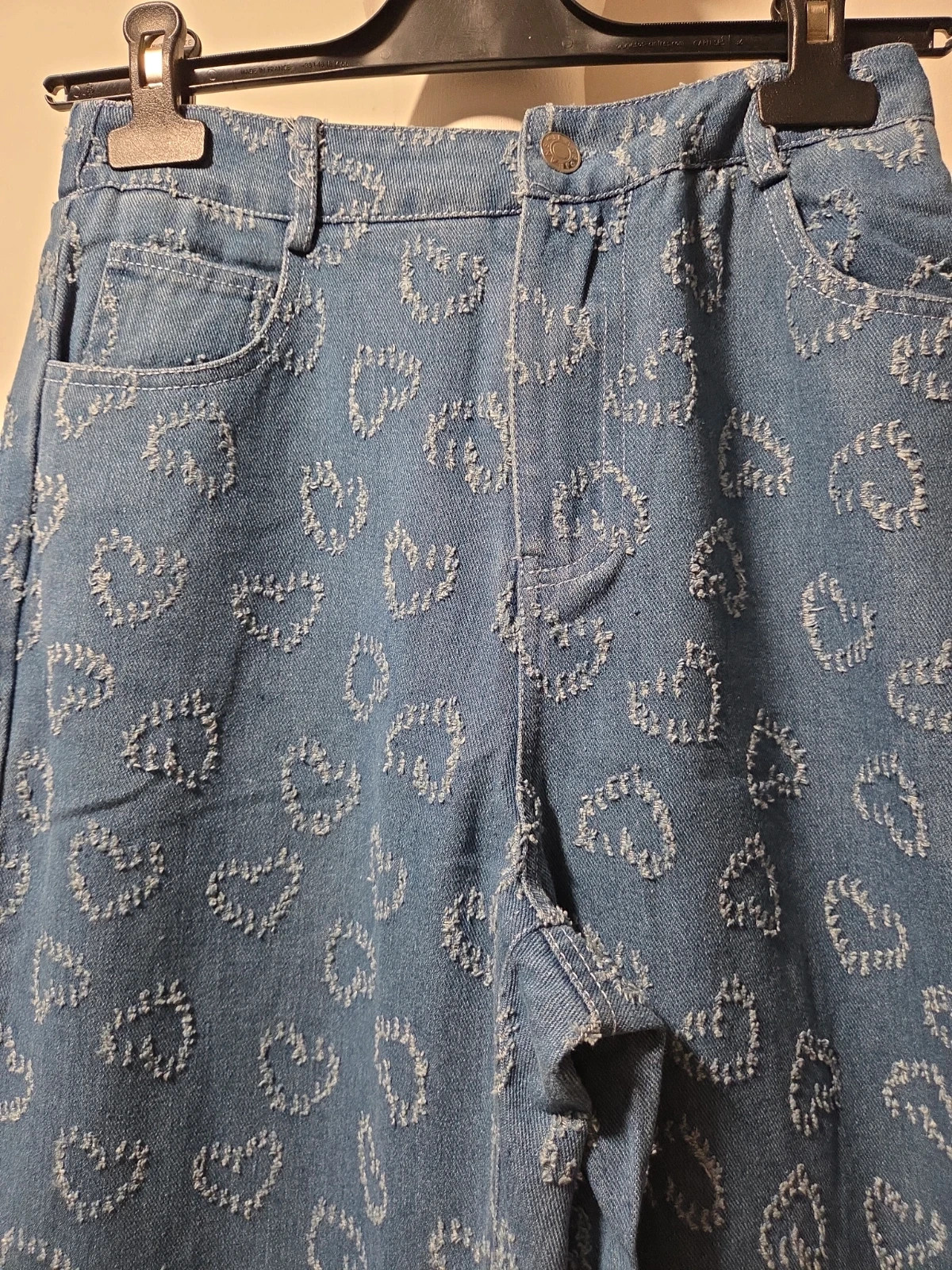 Jean large bleu denim imprimé cœurs - in april 1986 - Taille S/M (36/38) – In April 1986 – taille S / 36 / 8 2
