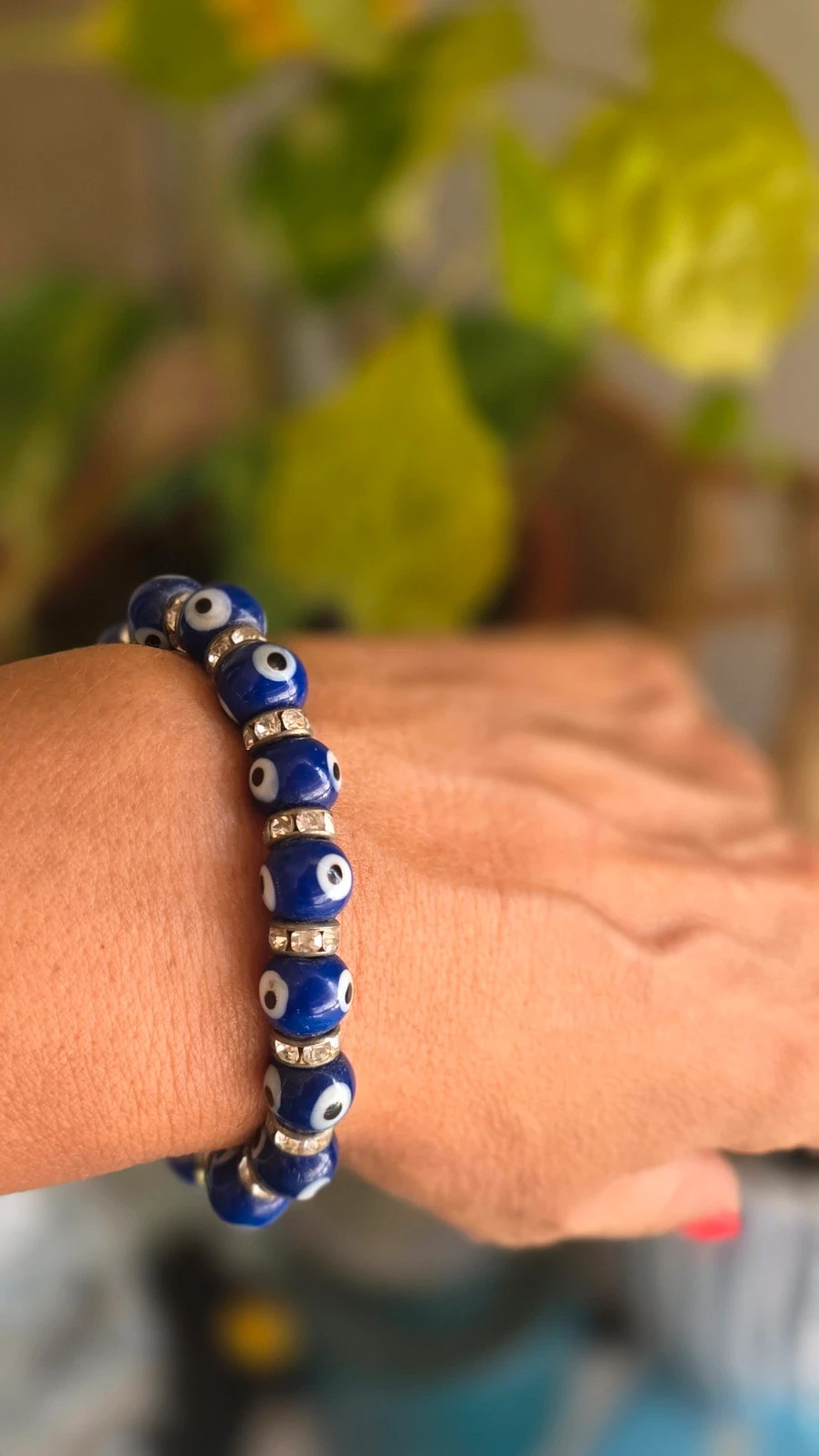 Pulsera amuleto Ojo Turco azul con strass brillante