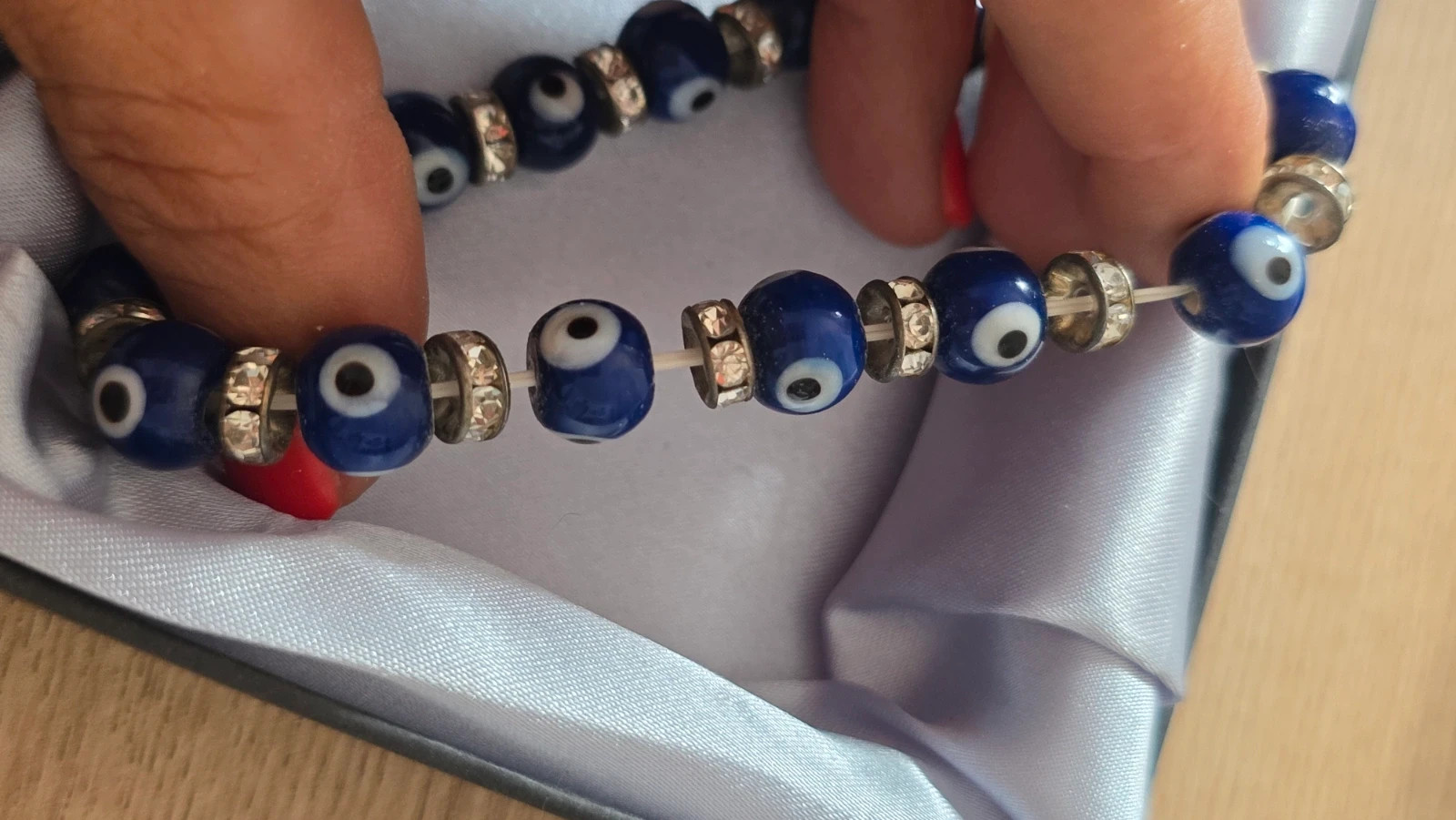 Pulsera amuleto Ojo Turco azul con strass brillante 3