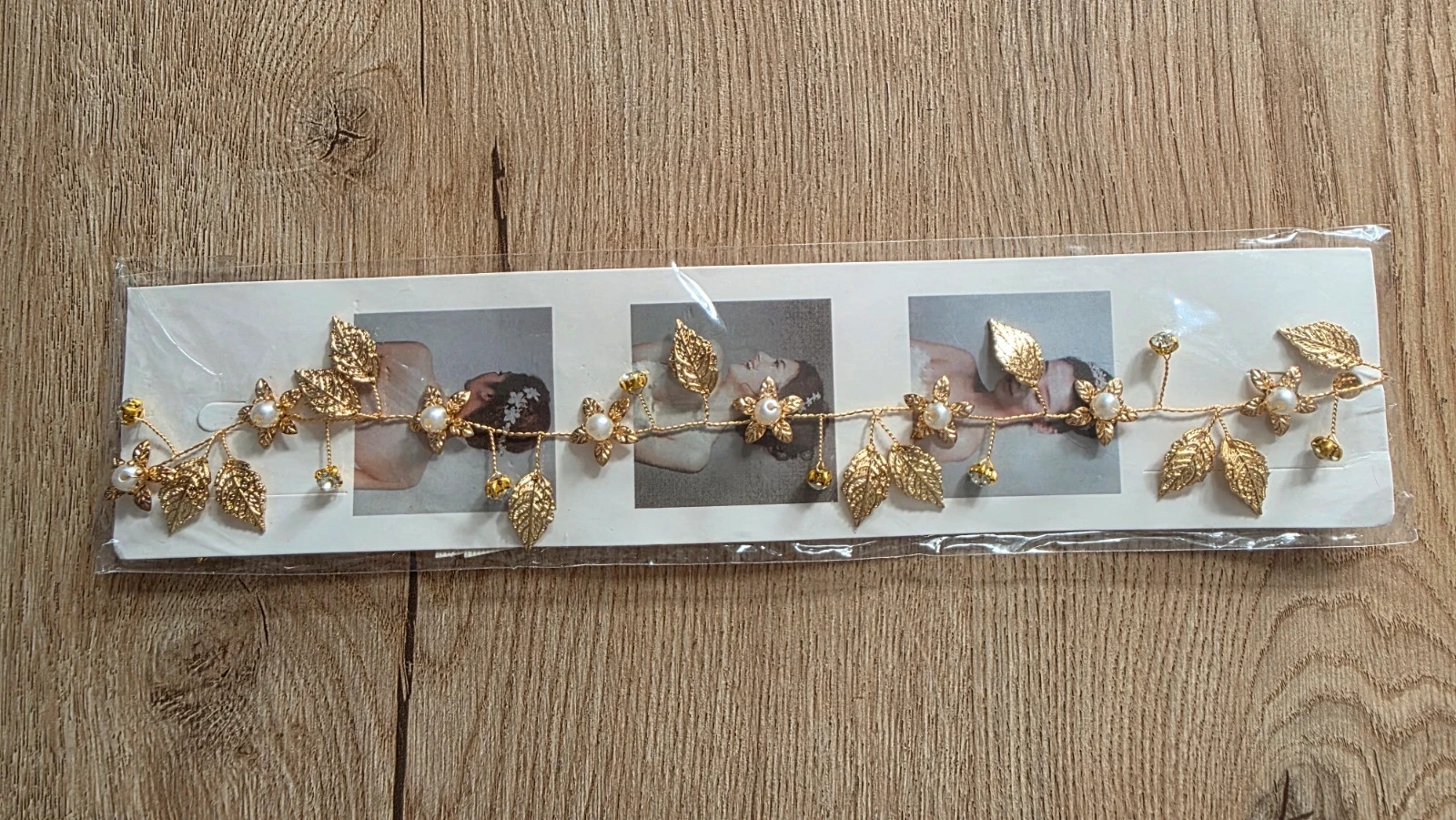 Diadema nupcial hojas doradas y perlas / Tocado de novia NUEVO 4