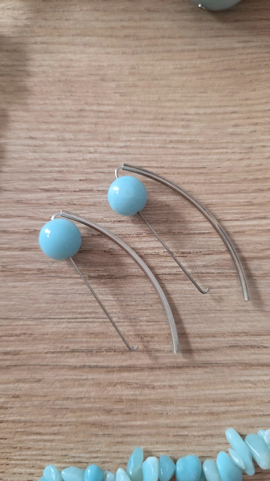 Conjunto collar, pendientes y colgante de Amazonita natural + Plata 925 NUEVO – Hecho a Mano 3