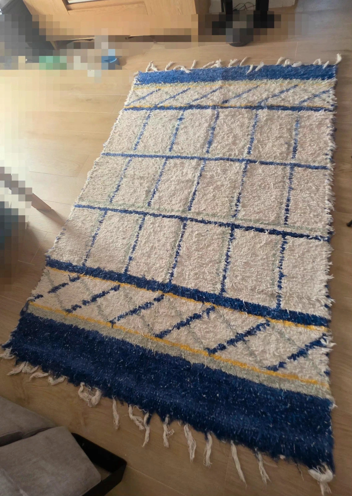 Jarapa grande azul y blanca 137x210 cm · estilo boho 2
