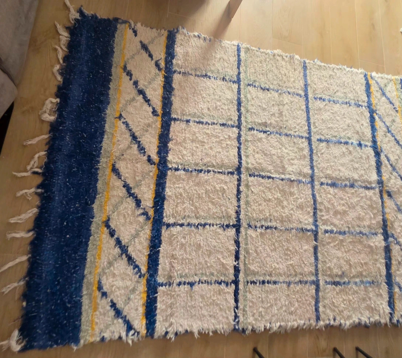 Jarapa grande azul y blanca 137x210 cm · estilo boho 3