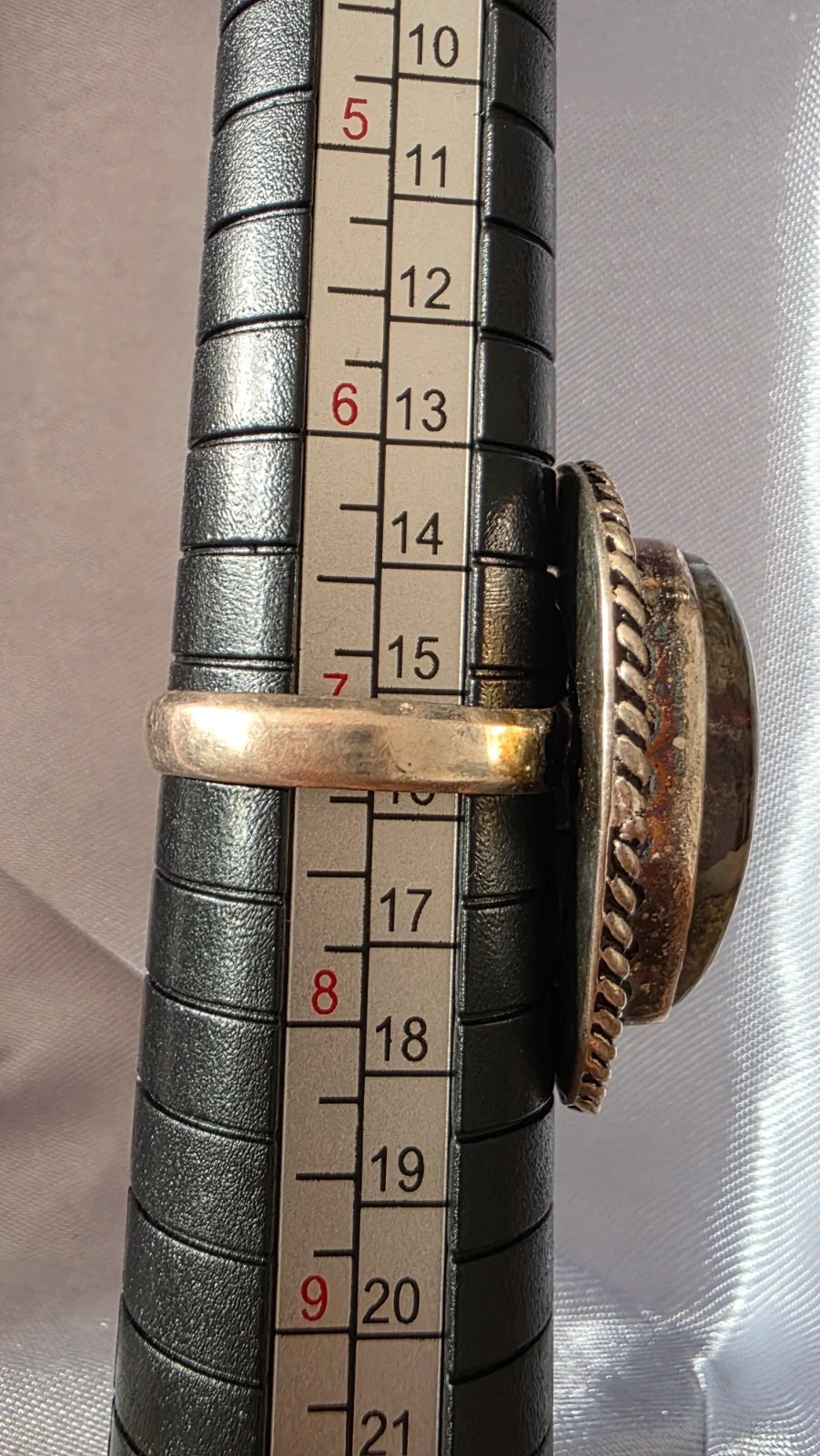 Conjunto artesanal étnico Anillo talla 16, pendientes y colgante– Piedra natural verde 5