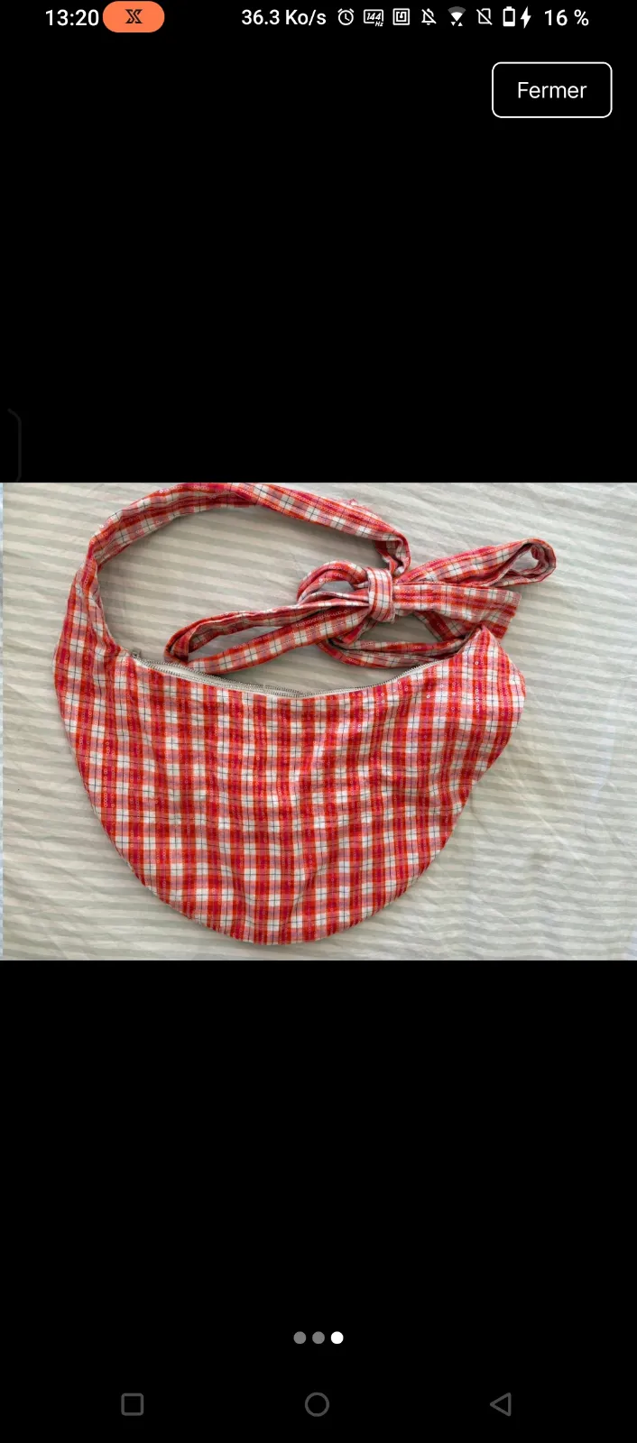 Sac bandoulière carreaux rouge blanc 3