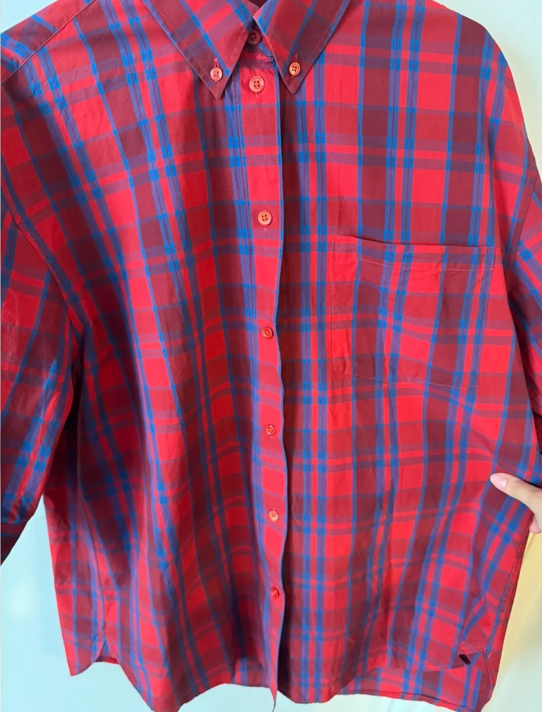 Chemise à carreaux rouge et bleu oversize 2