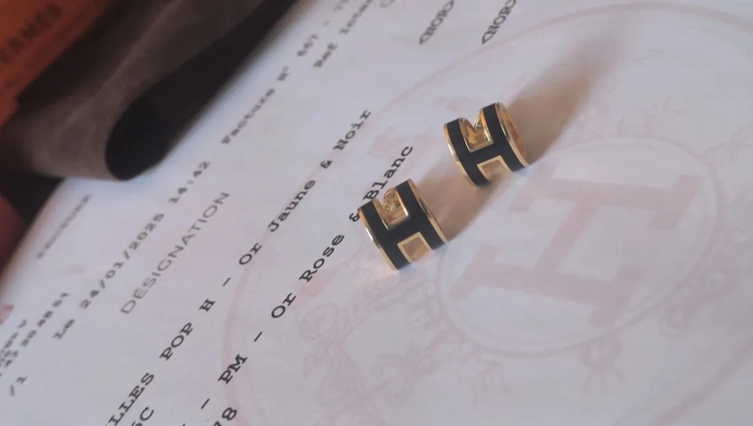 Boucles d'oreilles Hermès H dorées Pop H 4