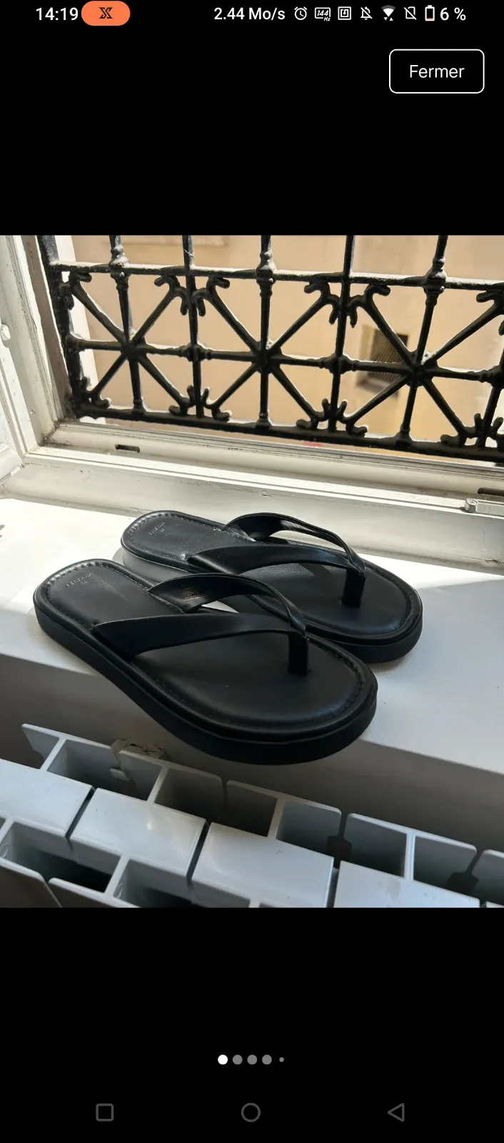 Sandales noires plateforme tongs 6