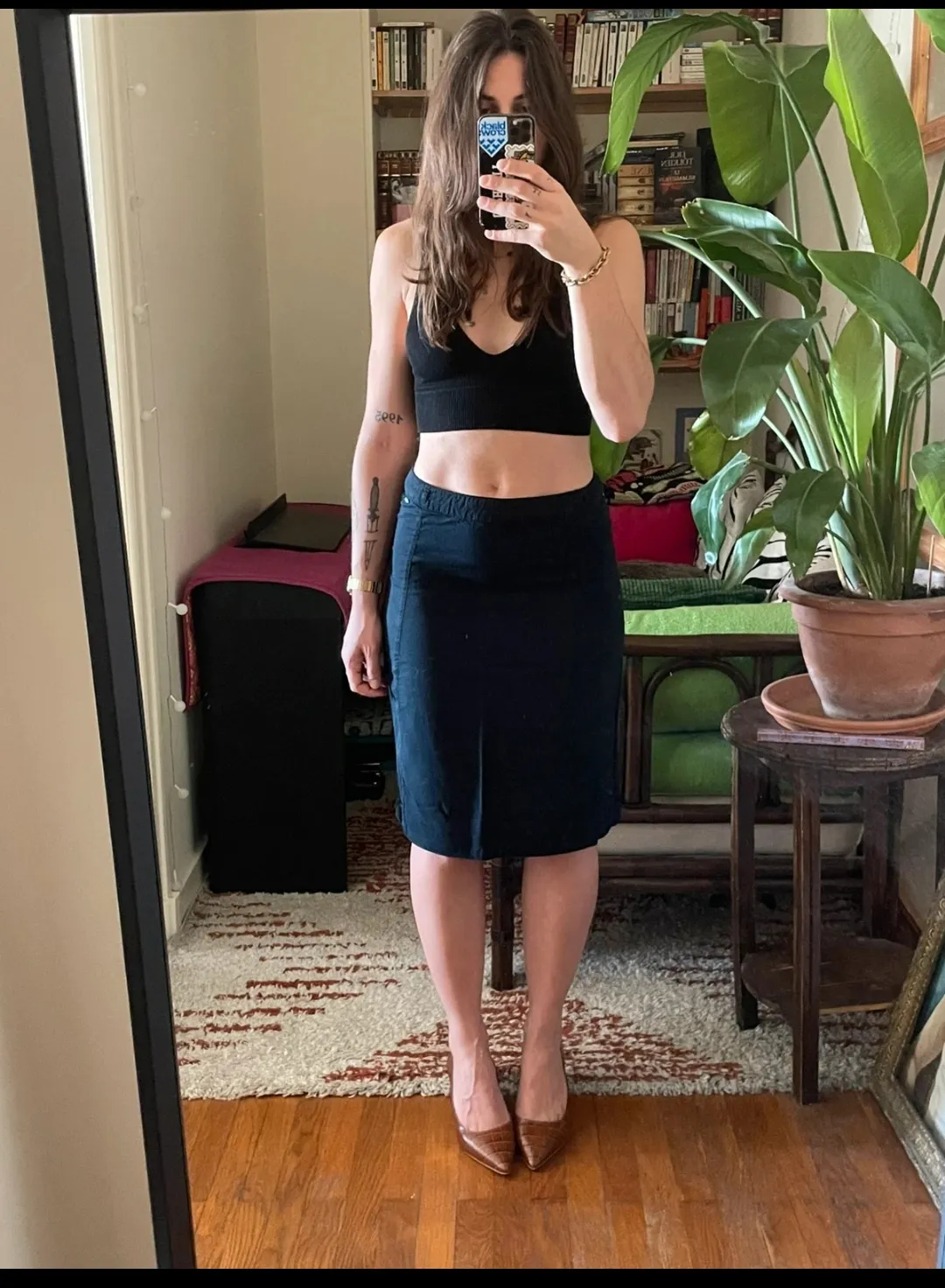 Ensemble crop top et jupe mi-longue bleu marine 4