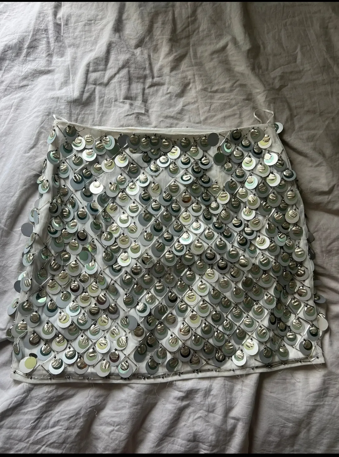 Sequin Skirt Silver Green Mini 2