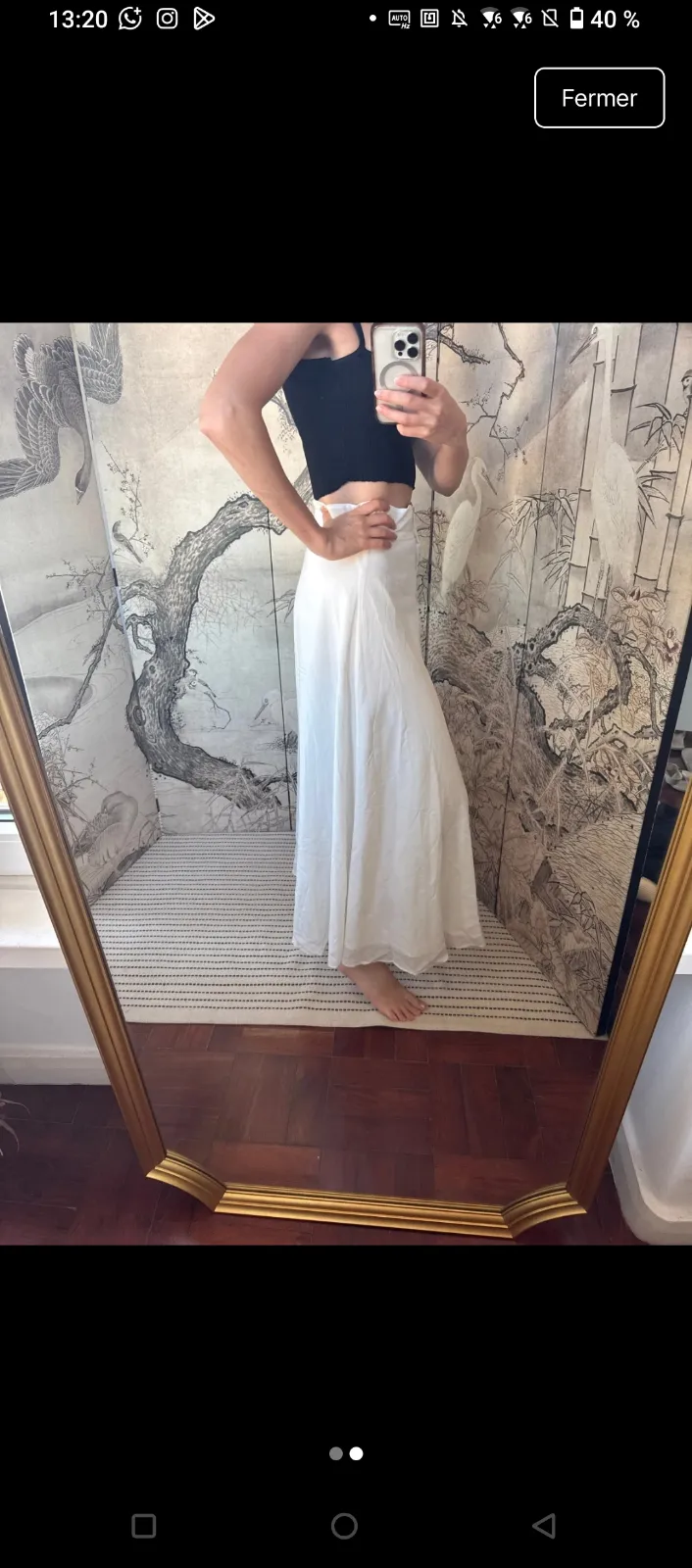 Jupe blanche boutonnée longueur midi 4