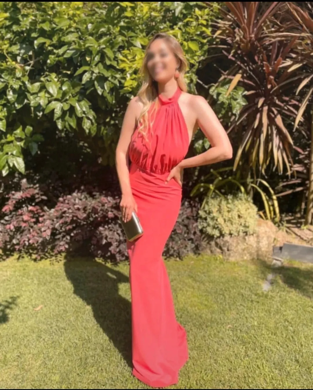 Red Halter Neck Maxi Dress