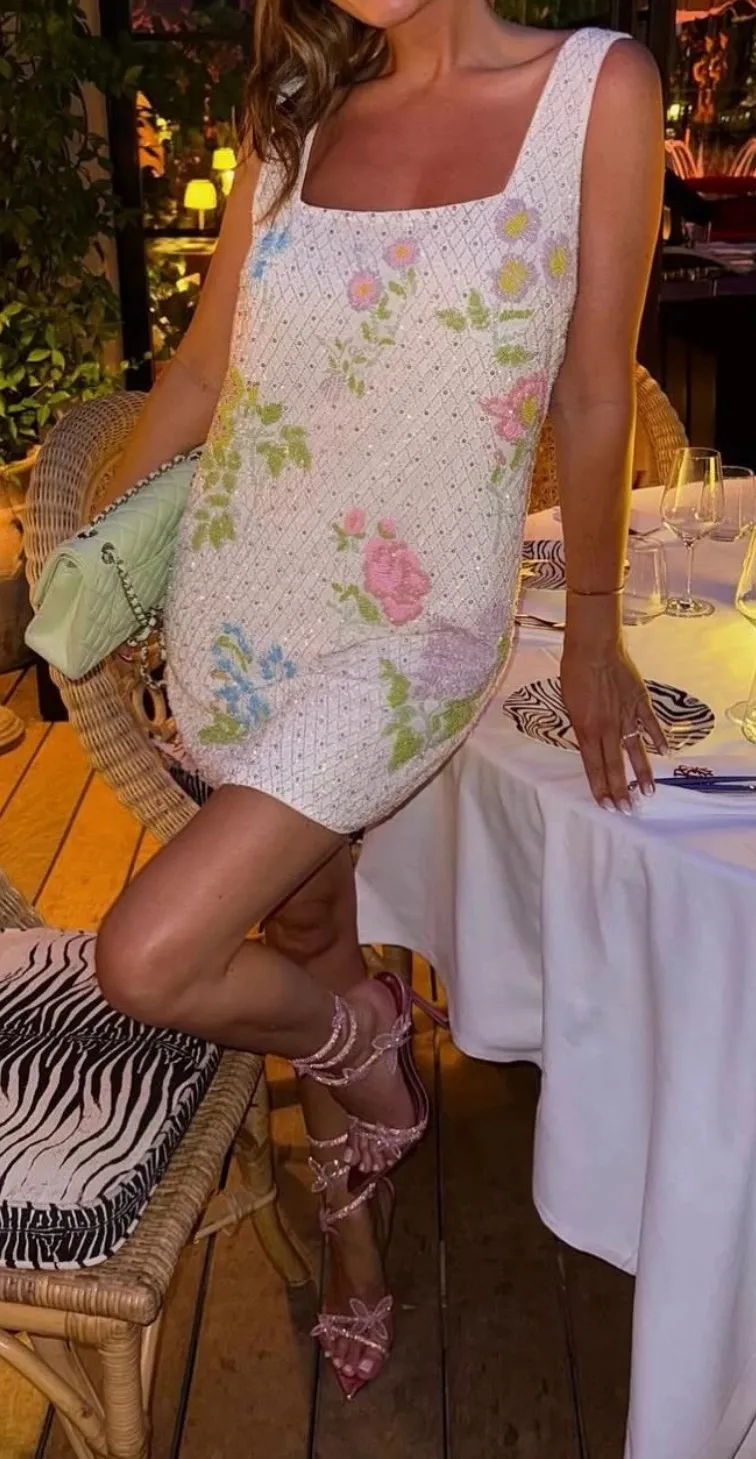 Floral White Tank Top Summer Dress 3