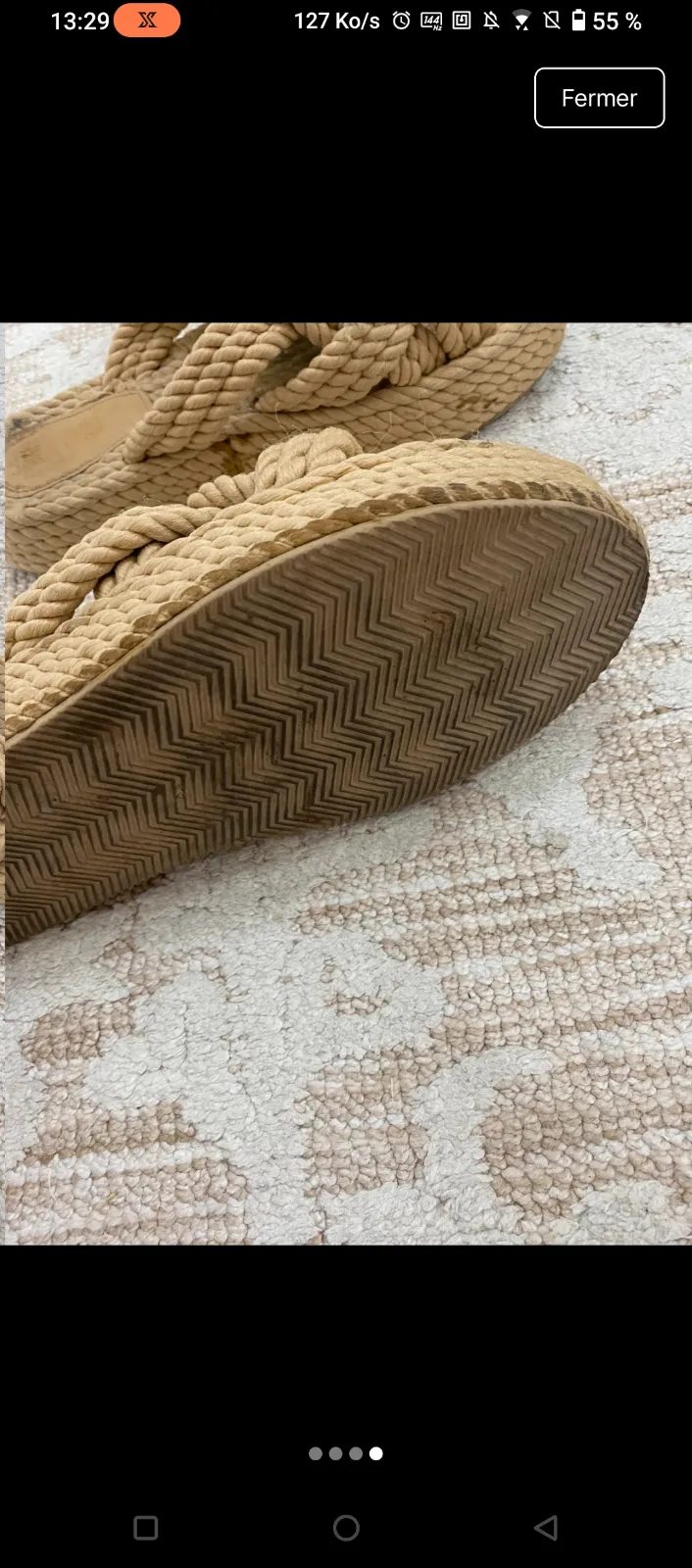 Sandales corde tressée beige 4