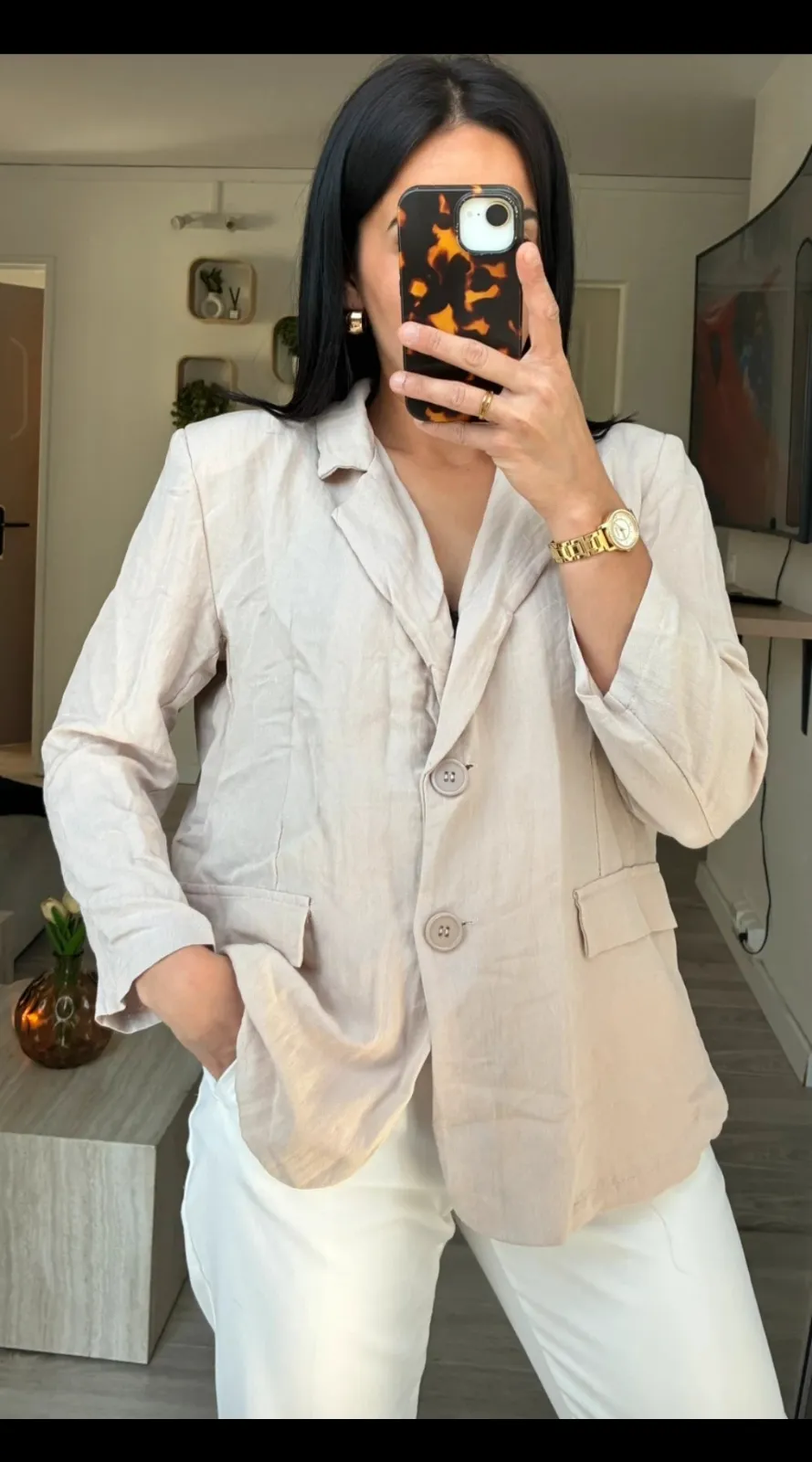 Blazer beige clair homme oversize