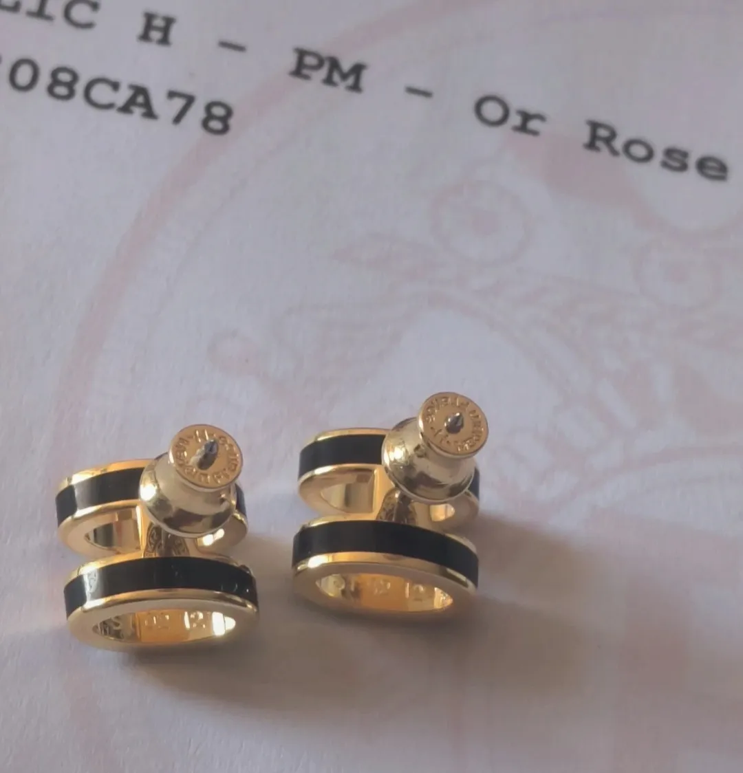 Boucles d'oreilles Hermès H dorées Pop H 8
