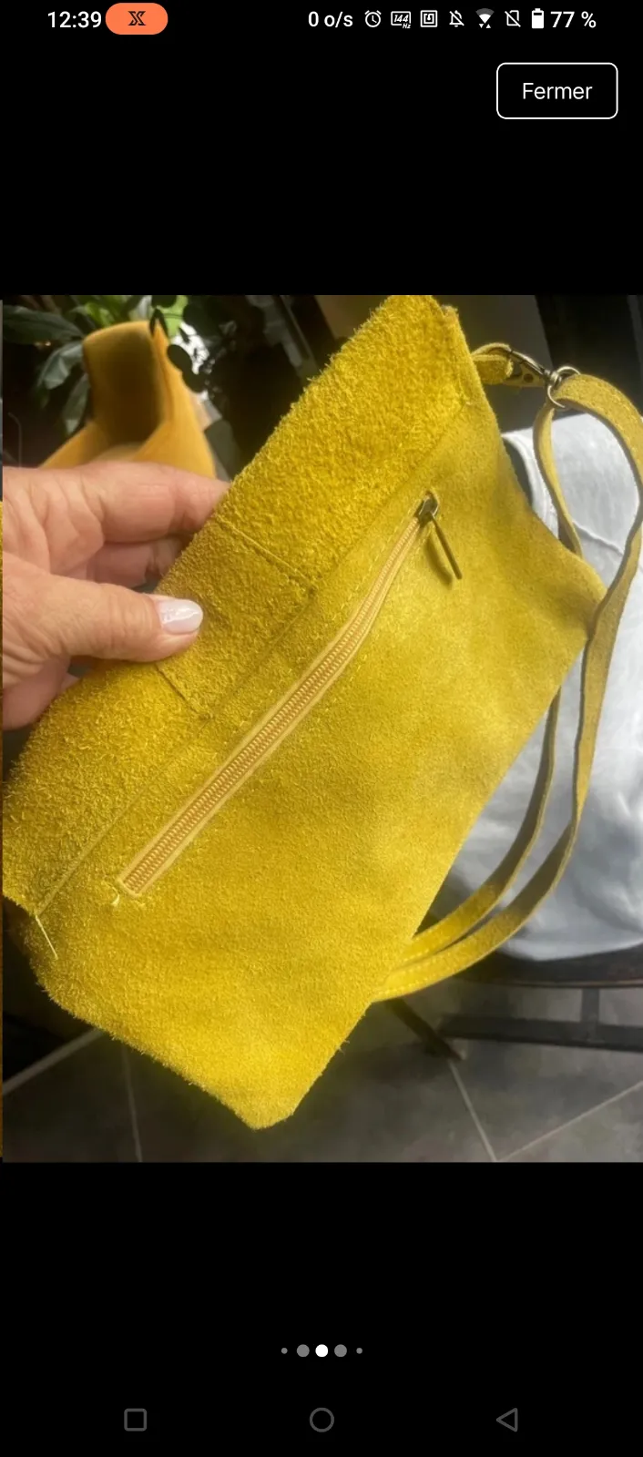 Sac bandoulière cuir jaune moutarde 6