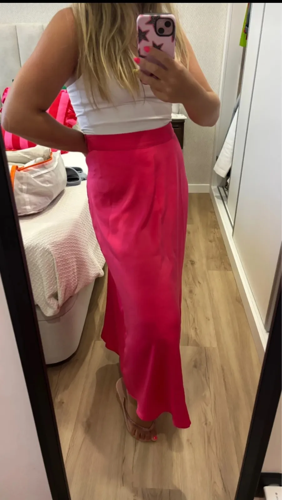 Pink and White Color Block Maxi Dress
