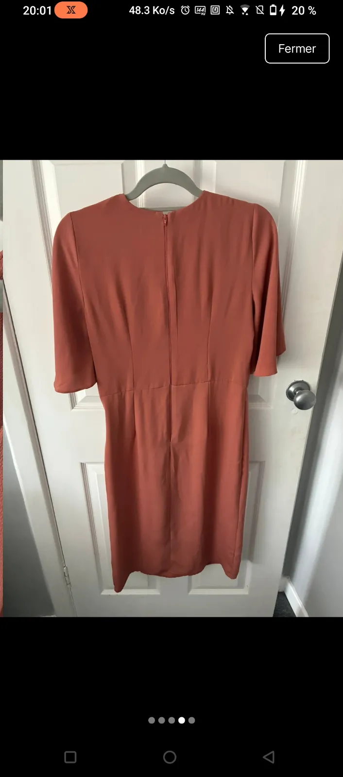 Robe drapée terracotta manches courtes 6
