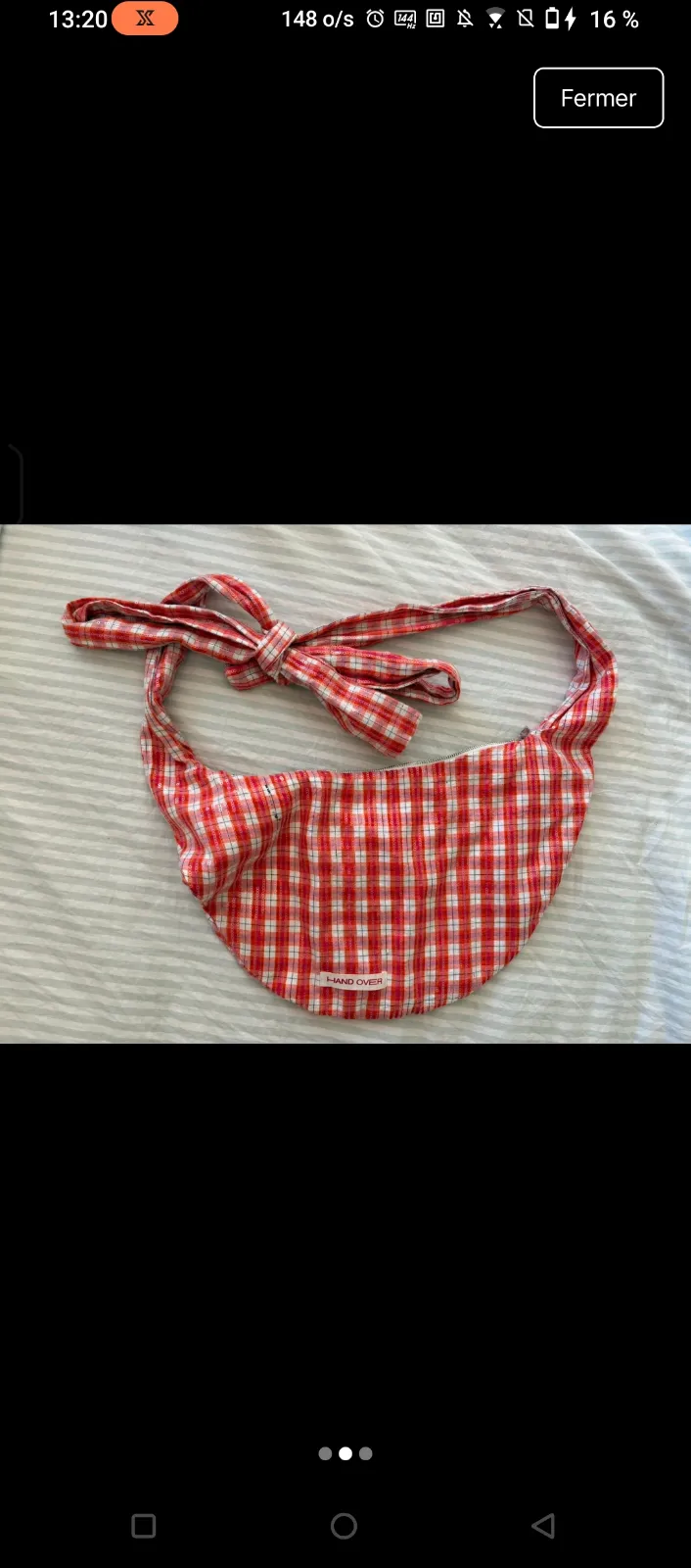 Sac bandoulière carreaux rouge blanc 2