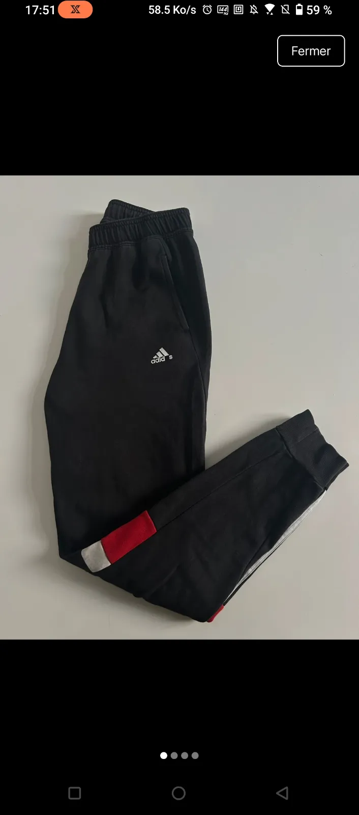 Pantalon Adidas jogging noir bandes rouge 6