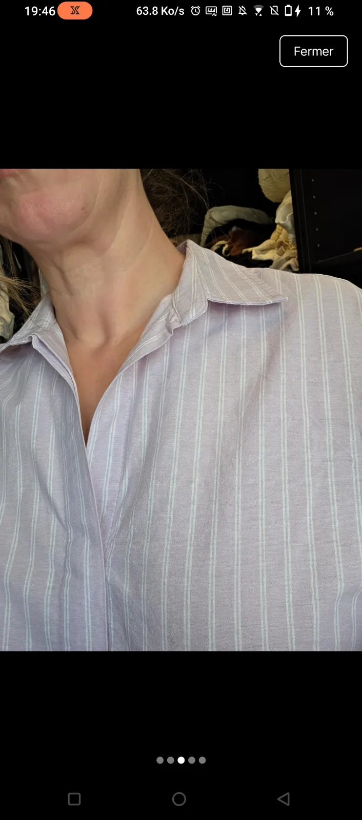 Chemise beige à rayures fines 2