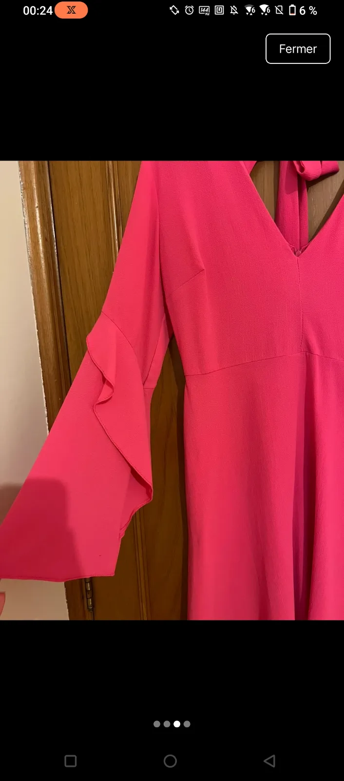 Robe rose fuschia manches volantées 6