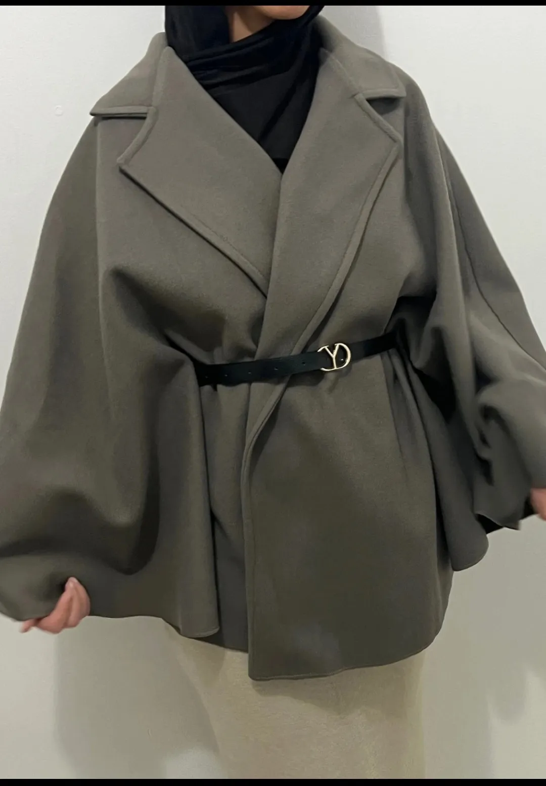 Blazer oversize kaki ceinturé