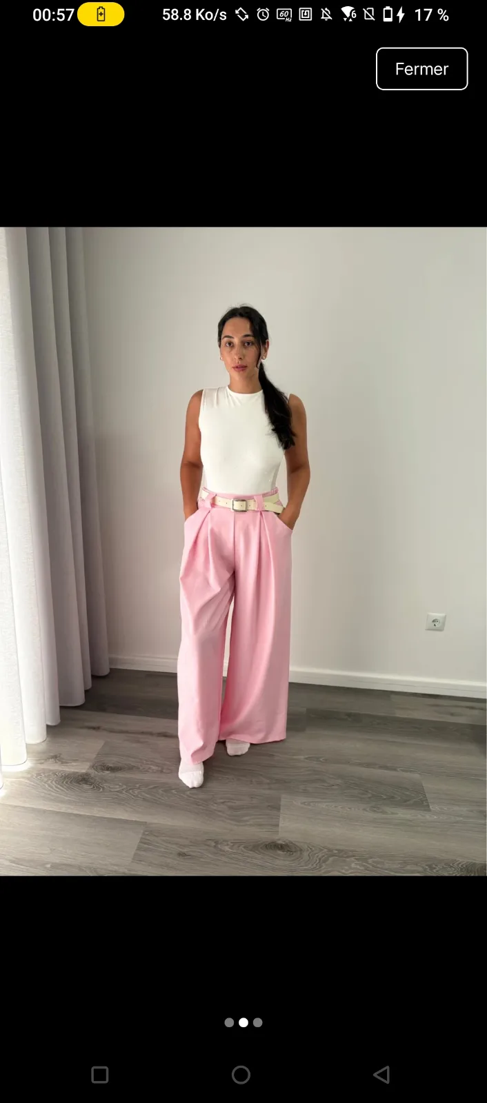 Pink Wide-Leg Trousers with Belt 4