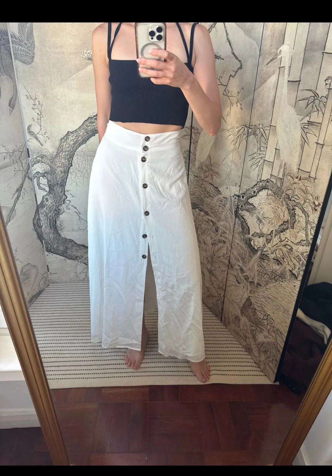 Jupe blanche boutonnée longueur midi