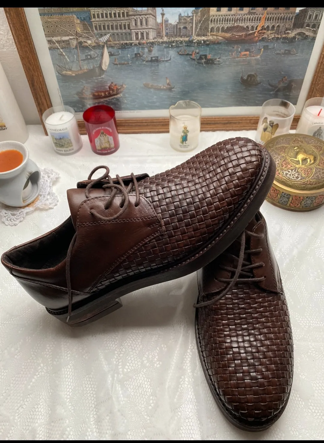 Bottines marron texturées pointure 39 4