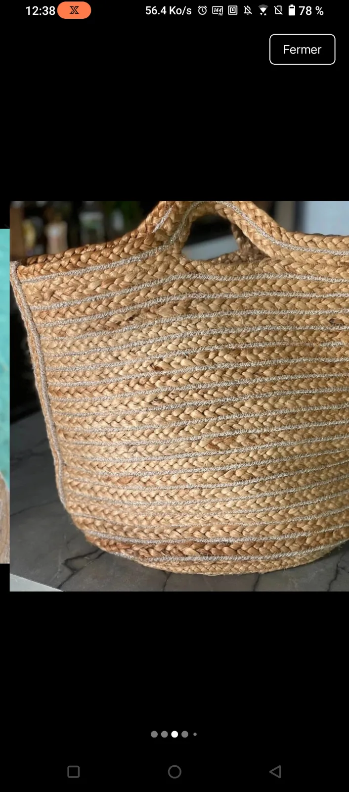 Sac panier en paille naturelle tressée 3