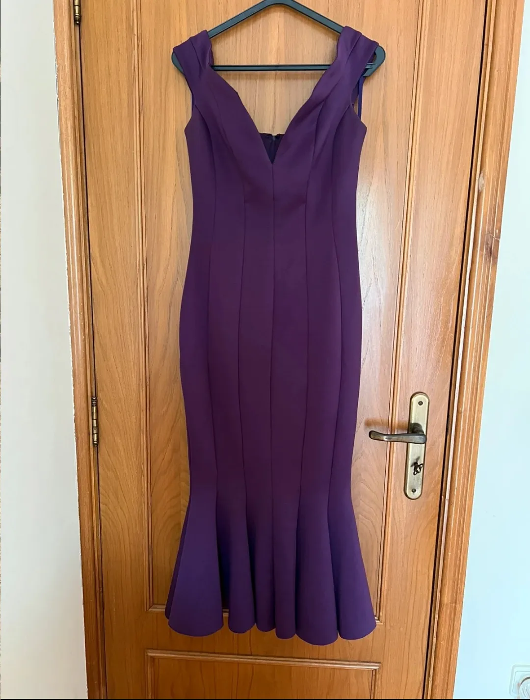 Purple Midi Dress V-Neck Elegant 2