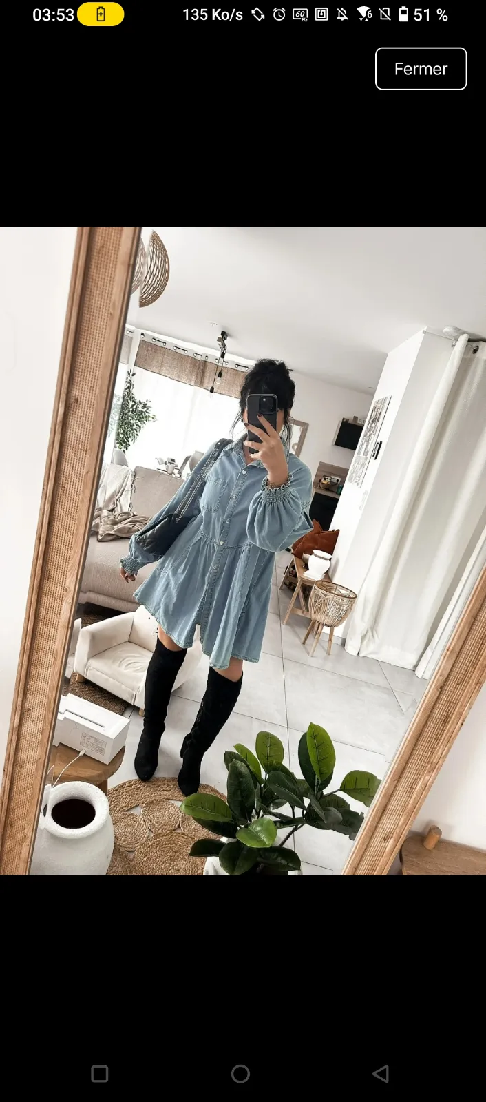 Robe chemise oversize denim bleu clair 3