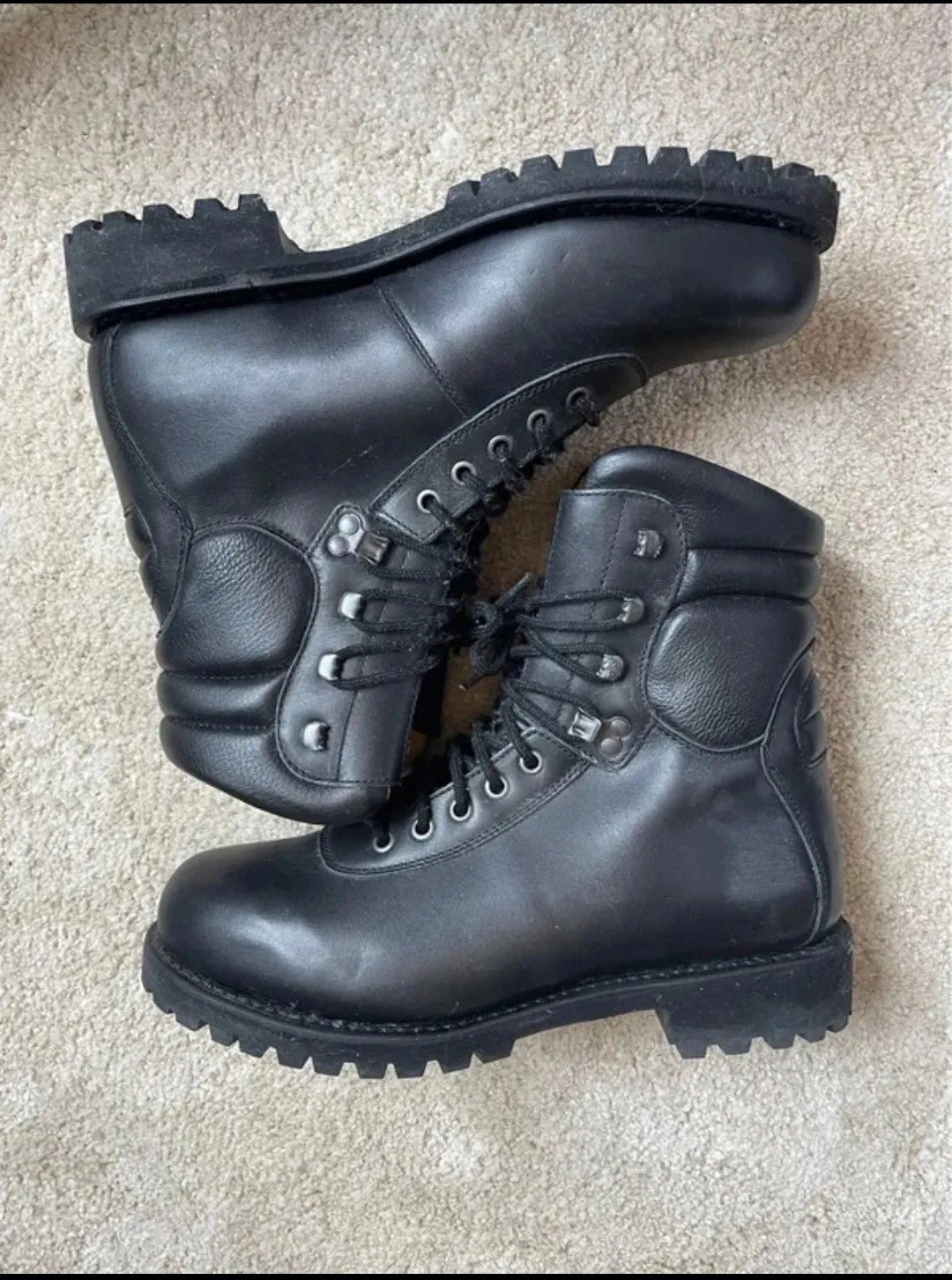 Black Leather Lace-Up Combat Boots 3